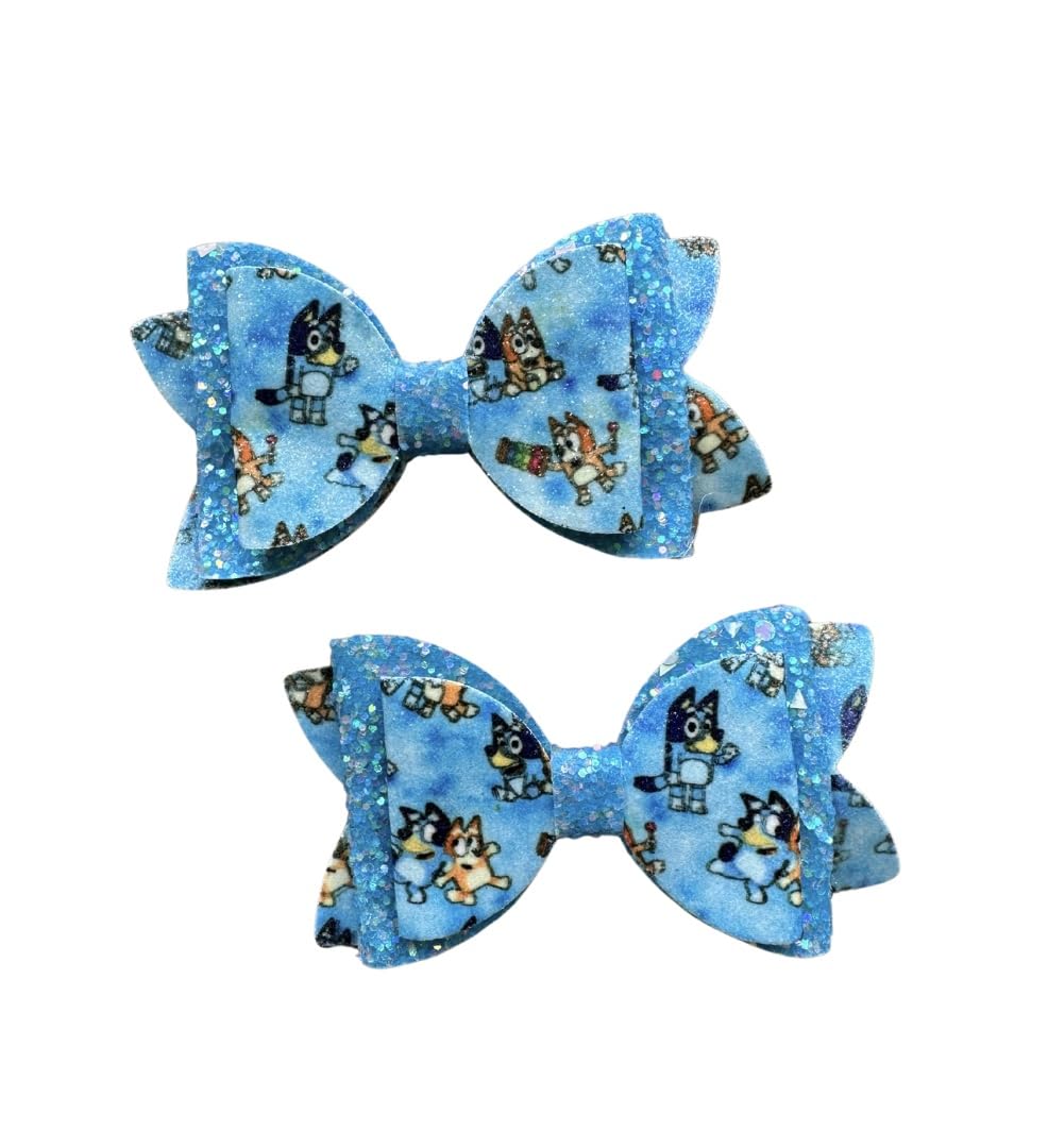 2 Pack Blue Glitter Dog Bow Ties for Small Dogs - Sparkling Pet Accessories for Parties, Photos & Special Occasions