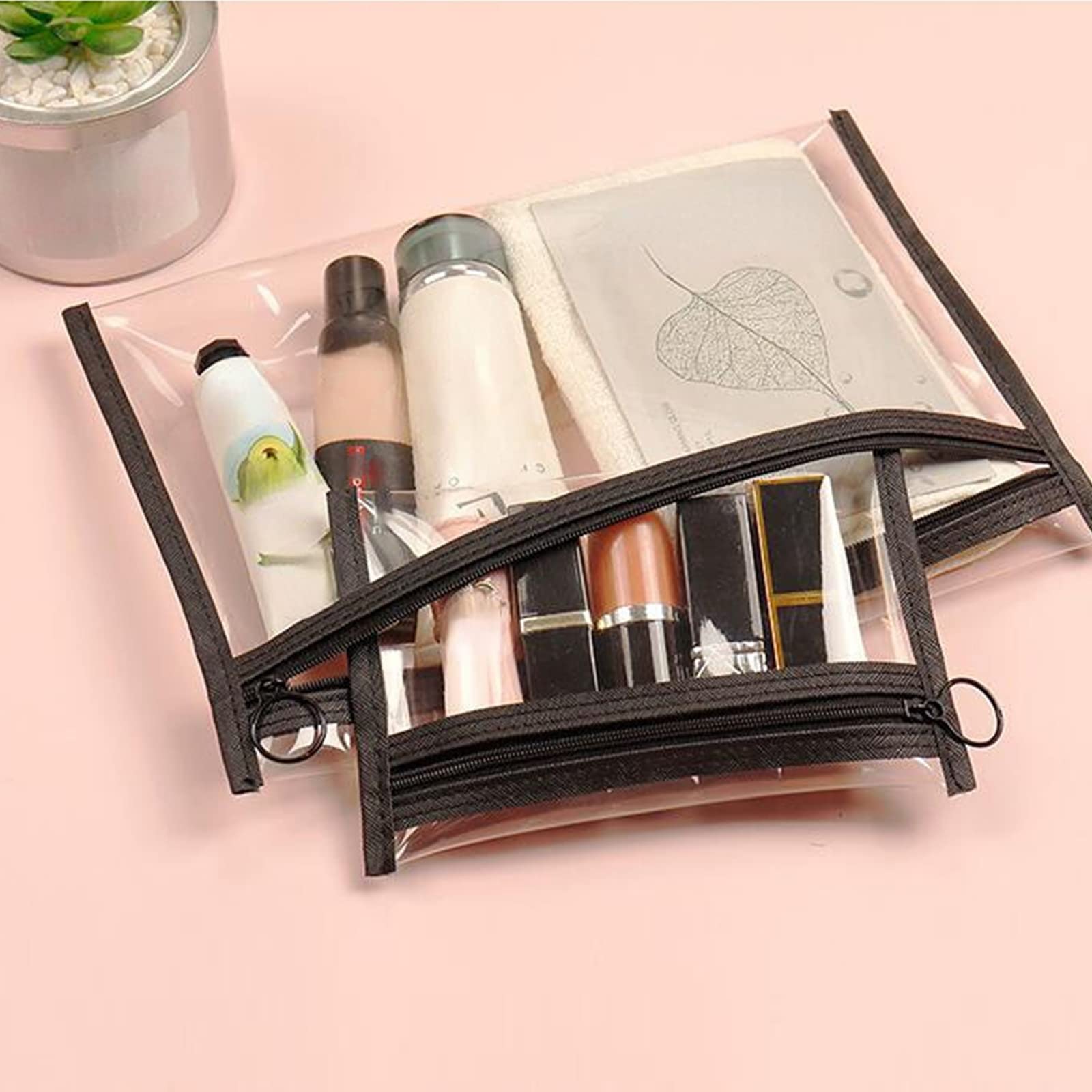 Waterproof Clear Travel Toiletry Bag Set - 3 Pack (Large, Medium, Small) Transparent Cosmetic Organizer with Zipper for Makeup, Shampoo & Toiletries | Portable Wash Bag for Vacation, Gym, Camping & Business Trips