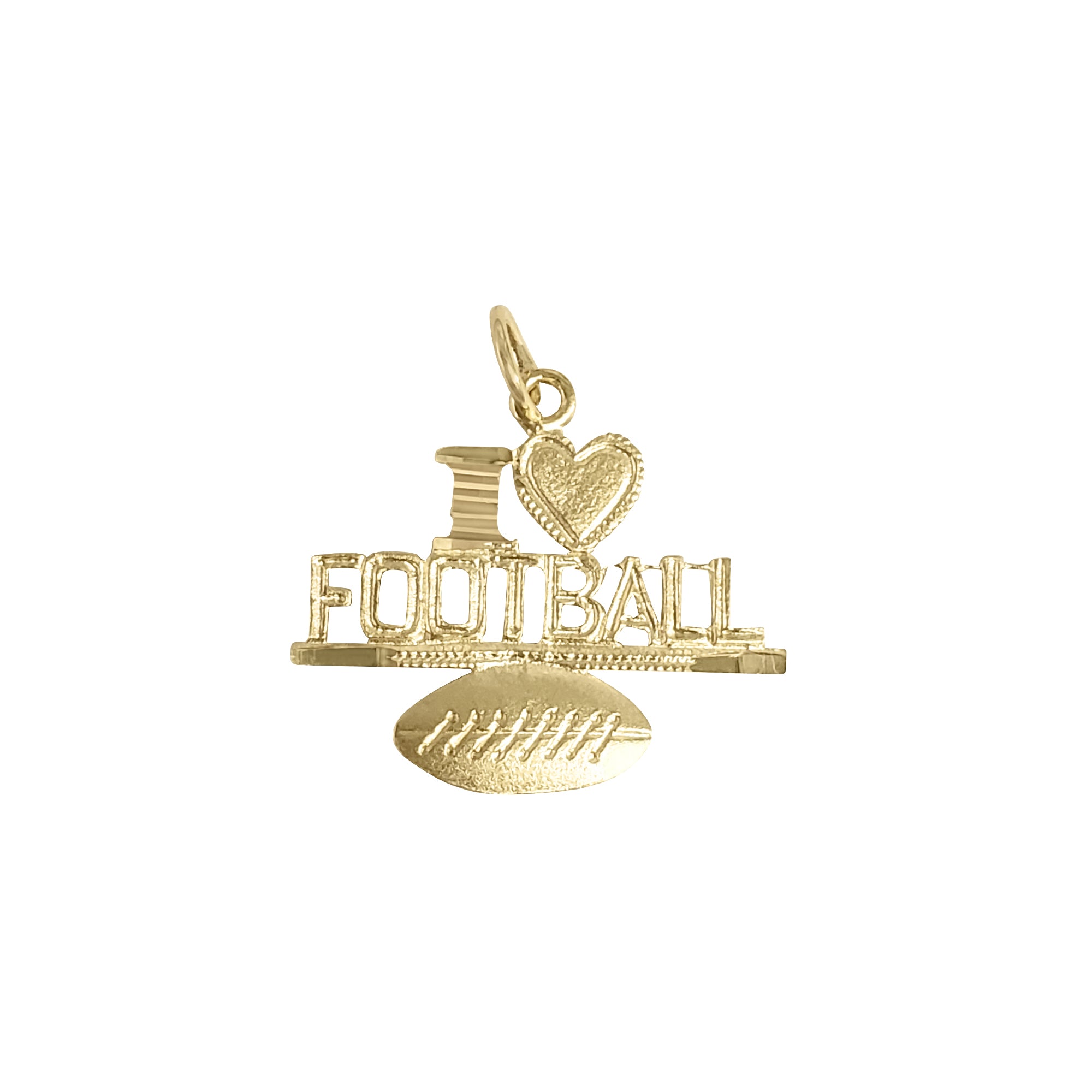 14K Yellow Gold Football Charm with Diamond Cuts - Perfect for Sports Fans, Jewelry Gifts & Game Day Accessories