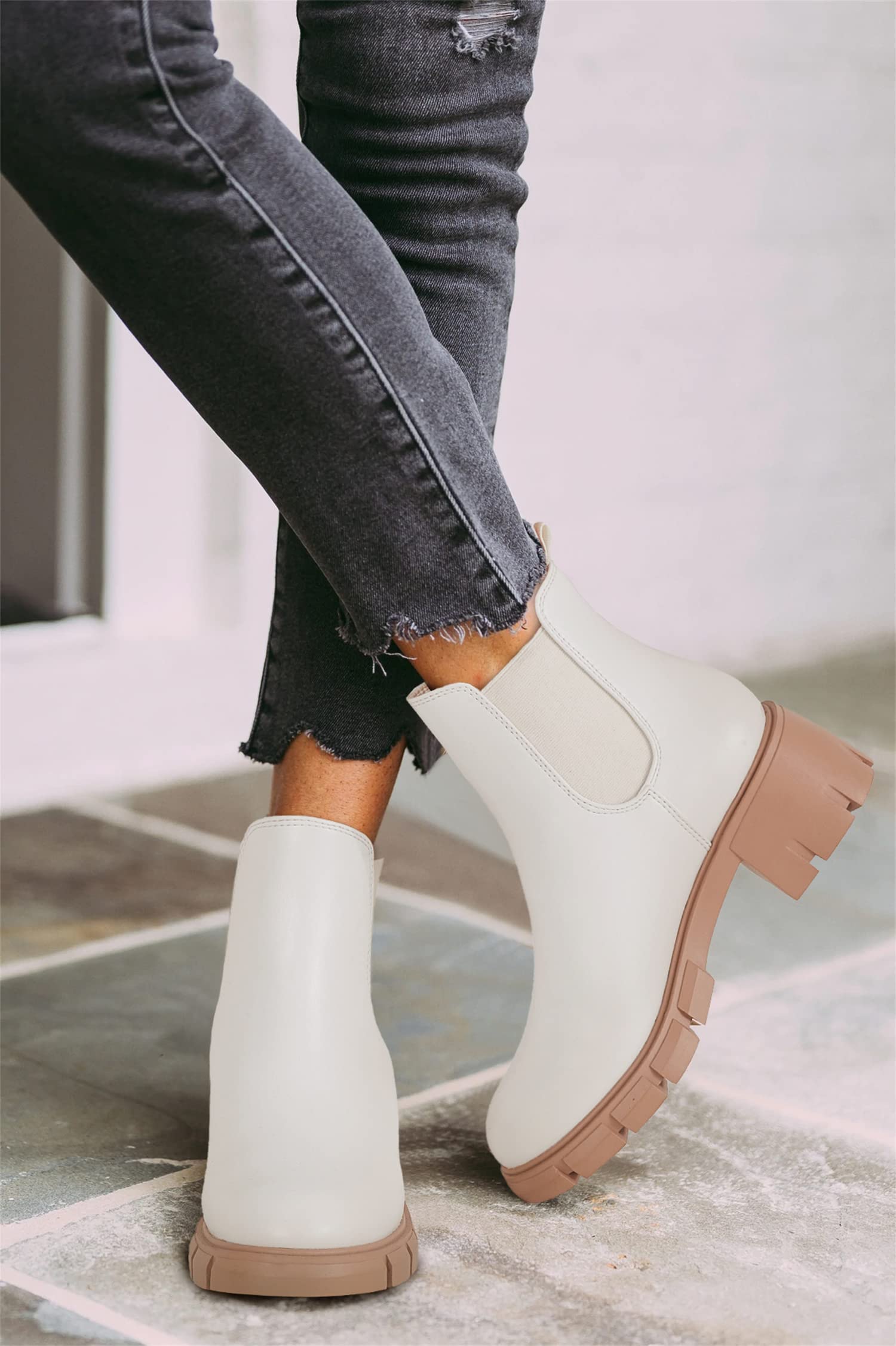 GitHubafuil Women's Chelsea Boots - Fashion Platform Chunky Block Heel Slip-On Combat Ankle Booties | Perfect for Casual Outfits, Work & Winter Wear