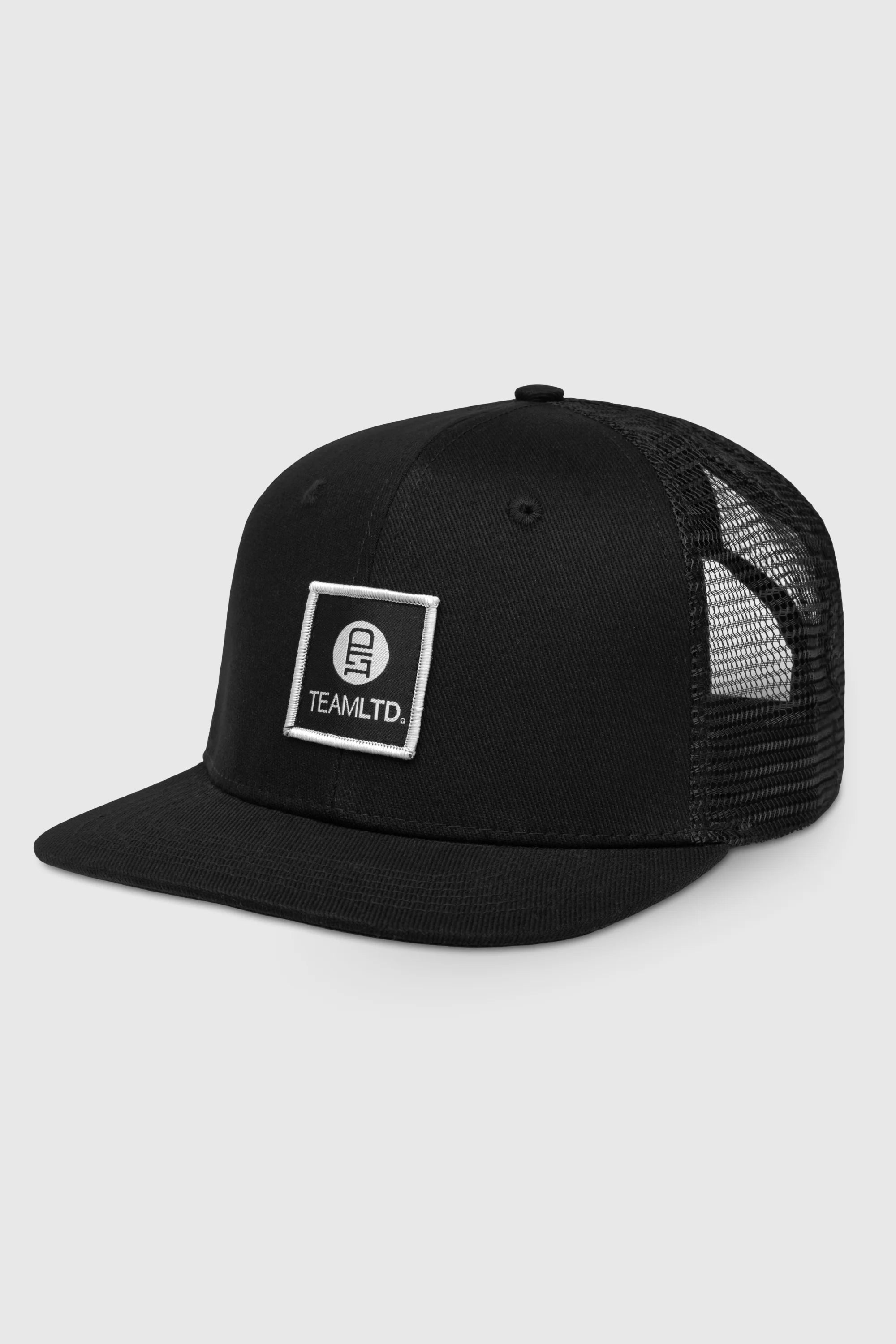 Black Embroidered Logo Trucker Hat - Adjustable Snapback Cap for Men & Women - Perfect for Outdoor Activities, Sports & Casual Wear