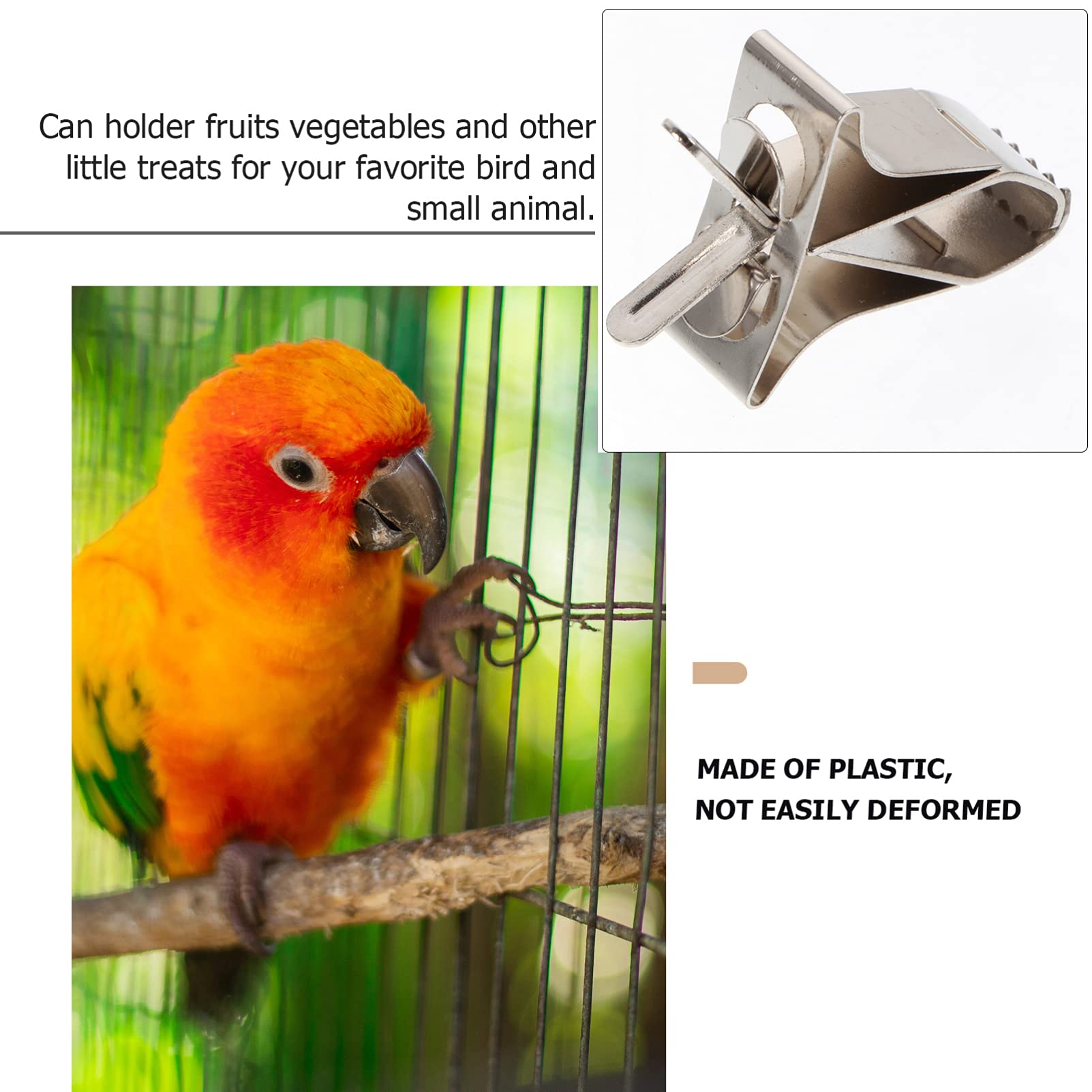 5pcs Bird Food Clips - Stainless Steel Parrot Vegetable Clips, Bird Cage Food Feeding Clips for Parakeets, Cockatiels, Lovebirds - Perfect for Securing Fresh Fruits, Veggies in Bird Cages - Durable Pet Bird Supplies for Daily Feeding