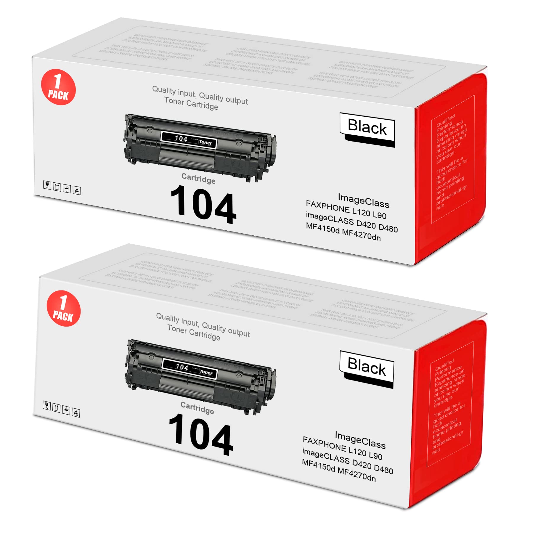 CRG104 Black Toner Cartridge (0263B001BA) - 2-Pack Compatible Replacement for Canon 104 Toner, Works with Canon ImageCLASS MF4350d & MF4150 Printers - Retail Packaging - Ideal for Office Printing & High Volume Documents