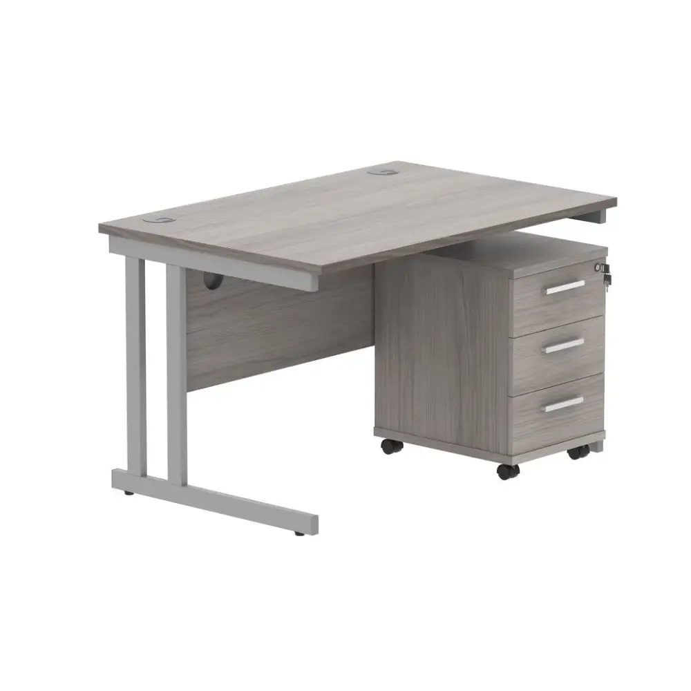 Core Twin Upright Rectangular Office Desk with 3-Drawer Storage Pedestals - Perfect for Home Office, Study Room & Workspace Organization
