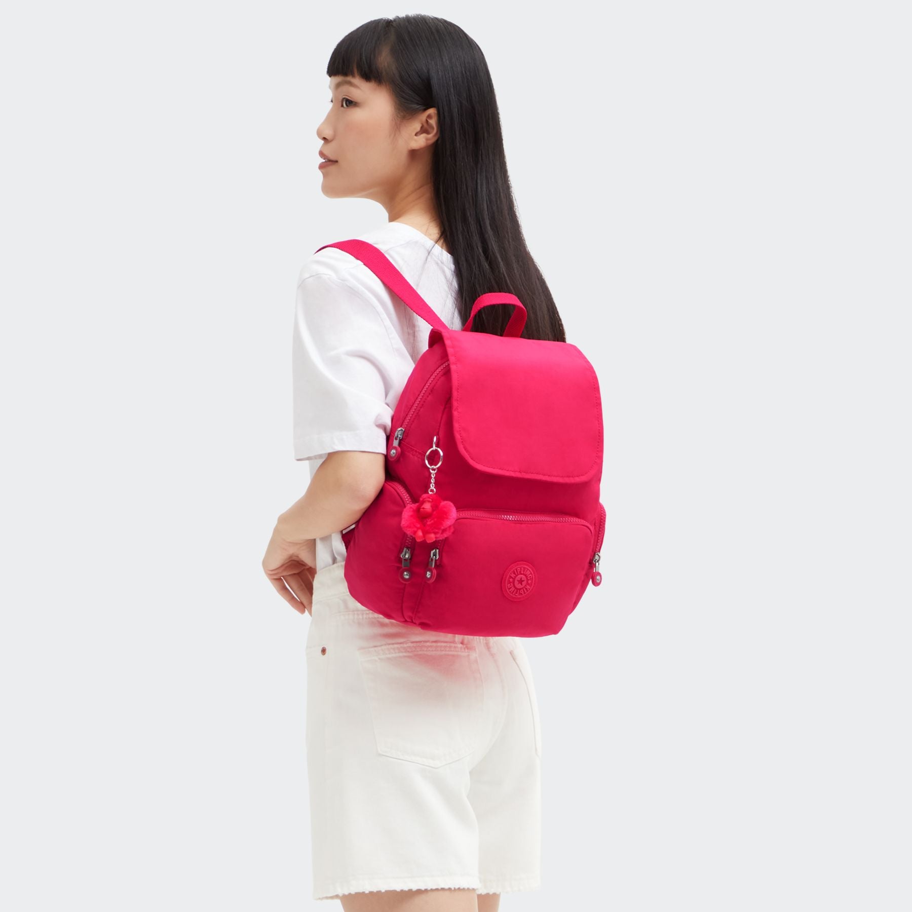 Kipling City Zip Small Backpack for Women - Lightweight Travel Daypack, Water-Resistant Confetti Pink Crossbody Bag - Perfect for Work, School & Commuting