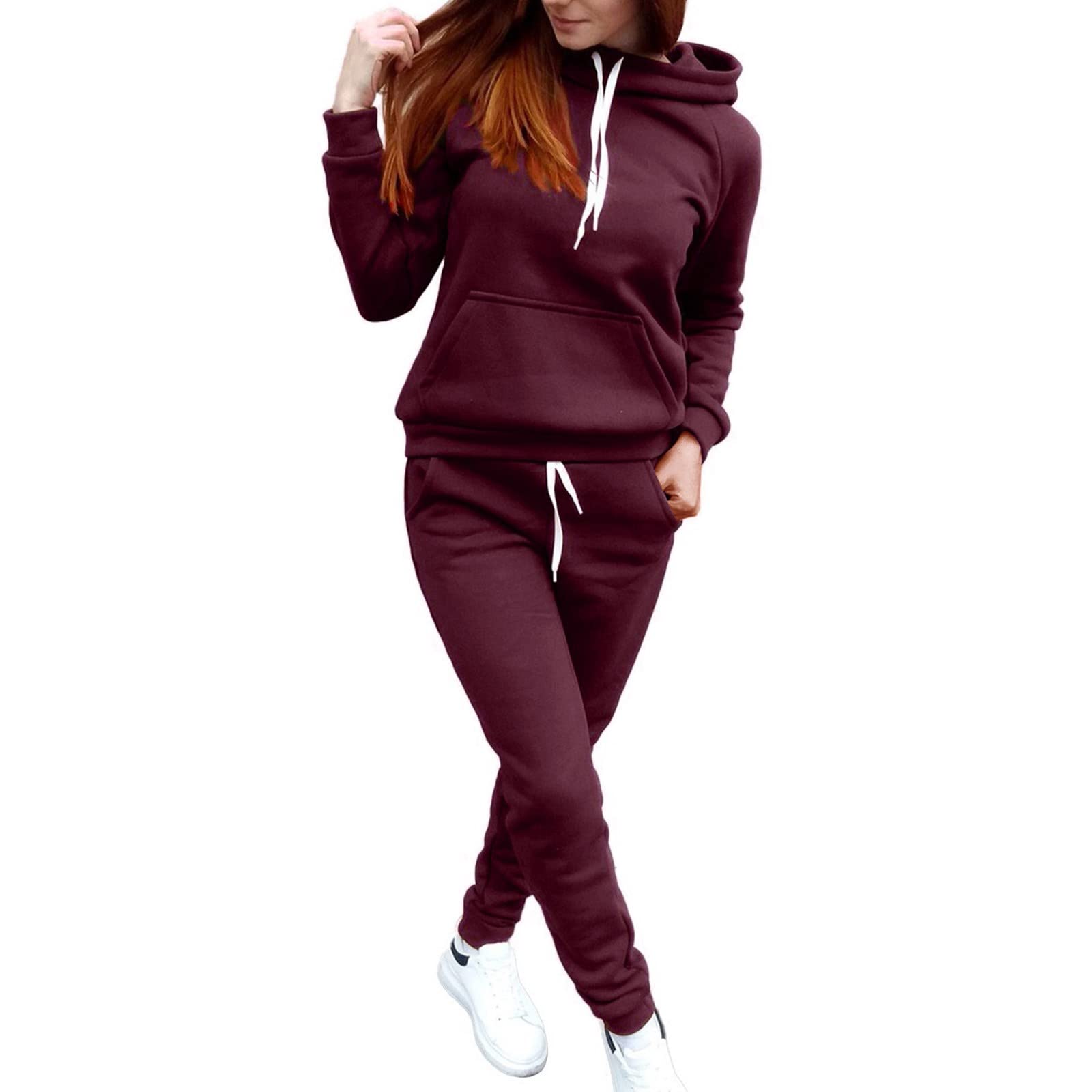 Women's 2-Piece Sweatsuit Set - Fall Casual Hoodie & Jogger Pants Outfit | Lounge Wear, Tracksuit for Women 2024 | Perfect for Home, Gym & Running