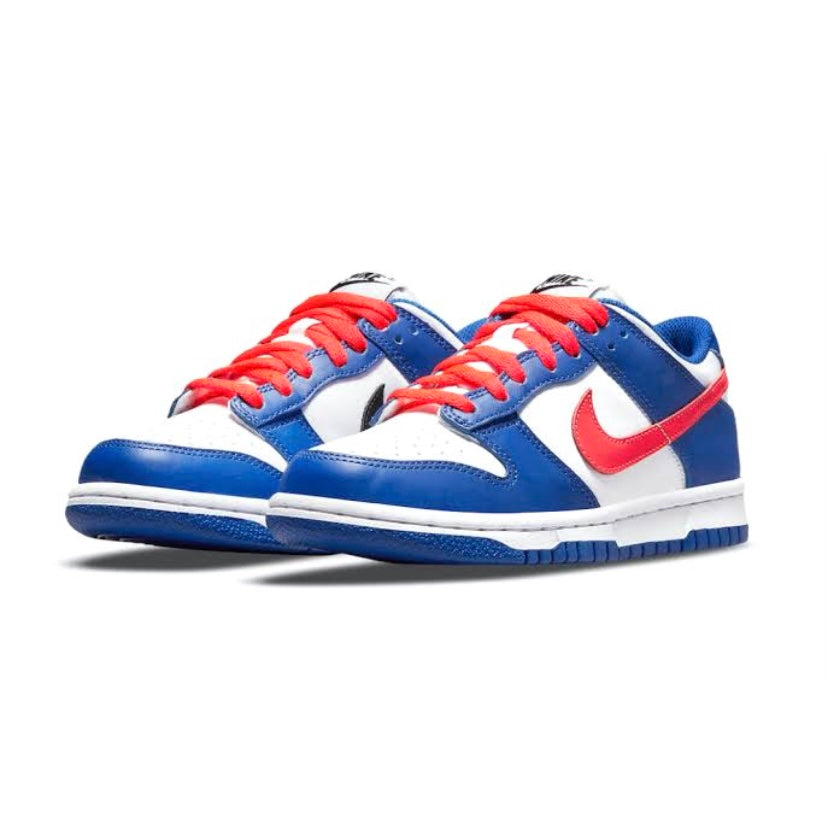 Nike Dunk Low GS Sneakers for Girls - White Royal Bright Crimson - Casual & Sporty Shoes for School, Running, and Everyday Wear