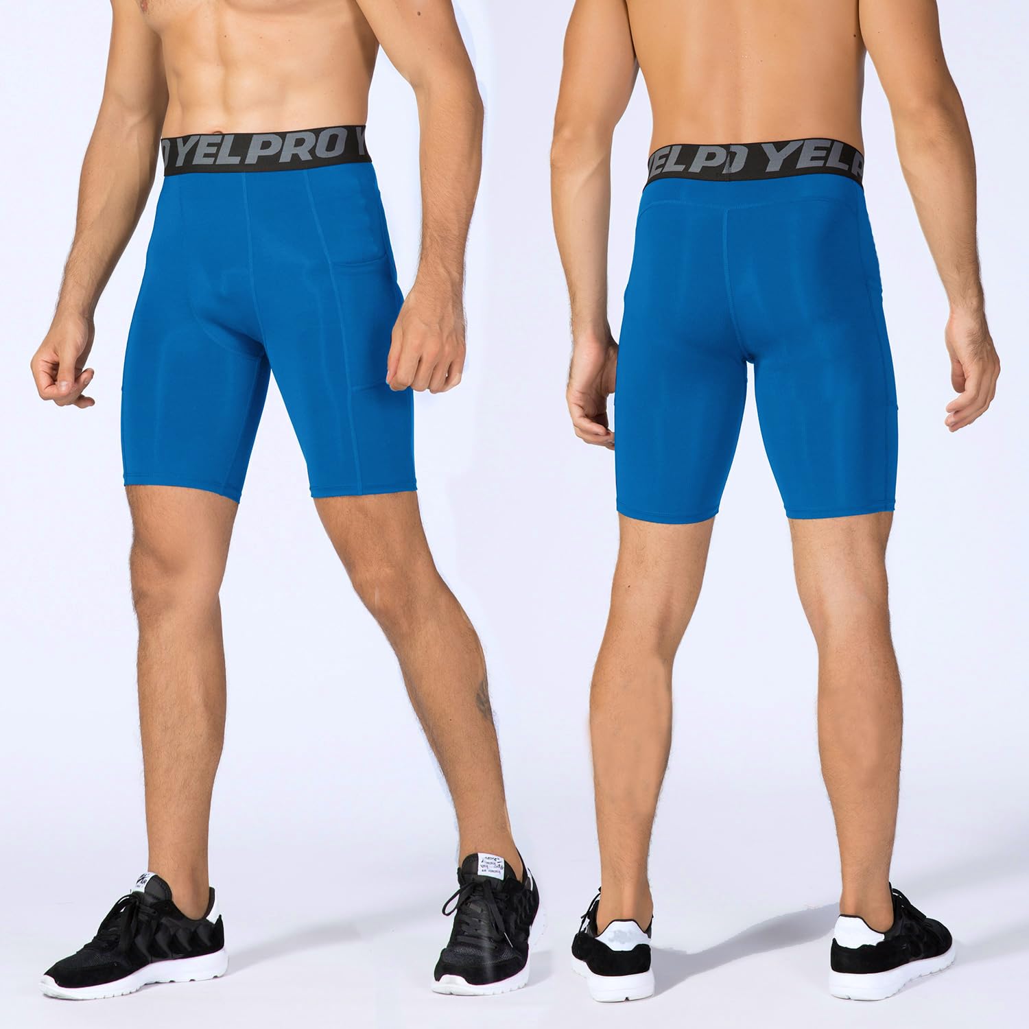 Yuerlian Men's Compression Shorts with Pockets - Spandex Athletic Workout Running Shorts, Performance Baselayer Underwear for Gym, Sports & Outdoor Activities