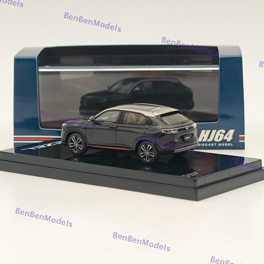 1/64 Scale Hobby Japan VEZEL e:HEV PLaY Crystal Black Pearl Diecast Car Model HJ642071BK - Perfect for Collectors, Display & Racing Scenes