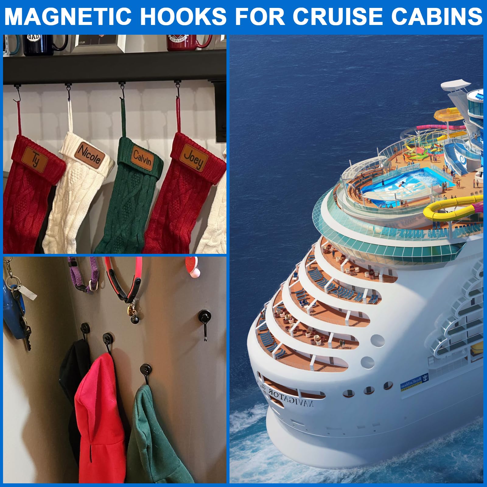 LOVIMAG 6-Pack Magnetic Hooks - Heavy Duty for Garage, Fridge & Travel
