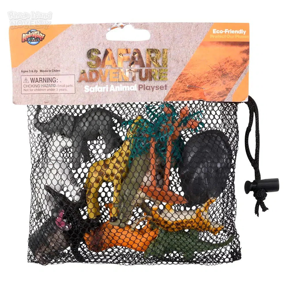12-Piece Safari Animal Mesh Bag Play Set for Kids - Jungle Themed Pretend Play, Outdoor Adventures & Learning Fun