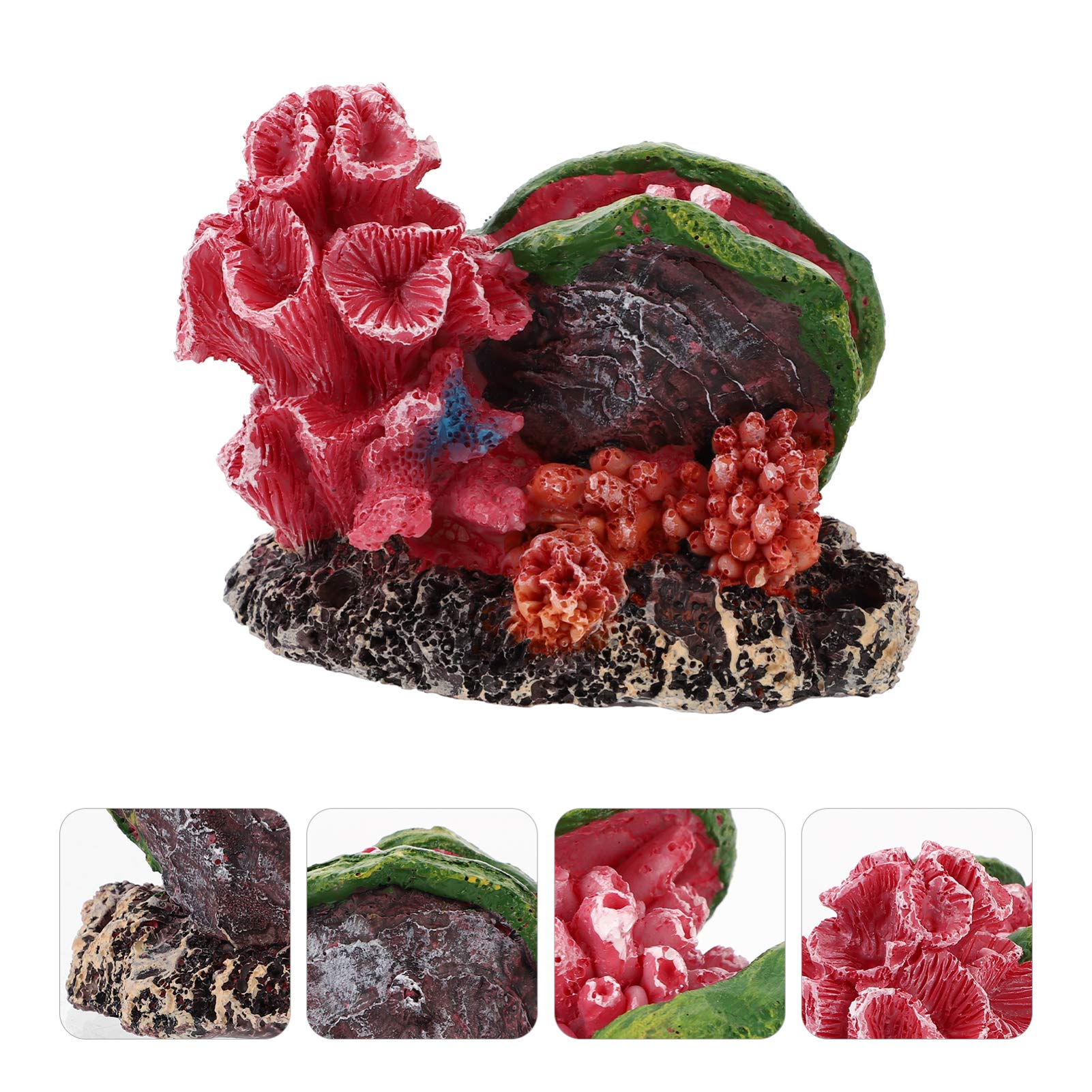 POPETPOP Artificial Coral Reef Decor - Resin Aquarium Plants & Shells for Fish Tank, Marine Landscape & Sea Themed Aquascaping - Perfect for Saltwater & Freshwater Tanks