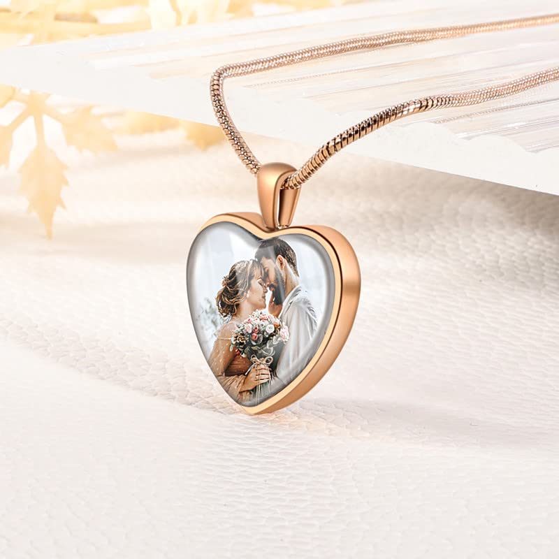 Personalized Photo Necklace for Women - Custom Engraved Heart Pendant with Picture (Silver) | Romantic Gift for Anniversary, Valentine's Day & Mother's Day
