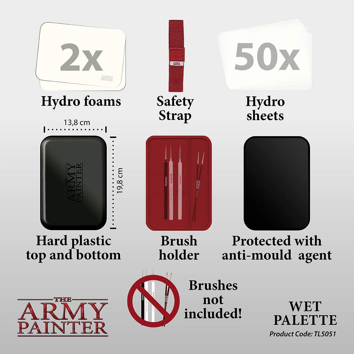 The Army Painter - Premium 10-Piece Miniature Paint Brush Set with Free Kolinsky Sable Masterclass Brush, Wet Palette, 50 Sheets & 2 Sponges - Perfect for Warhammer, D&D, and Tabletop Miniature Painting