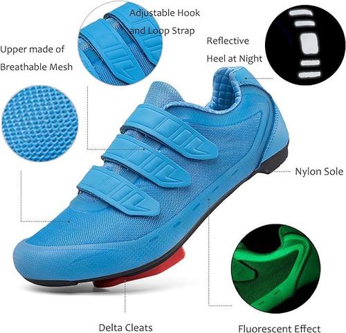 Men's & Women's Peloton-Compatible Cycling Shoes - Size M9/W11, Blue - Perfect for Indoor Cycling, Road Biking & Spin Classes