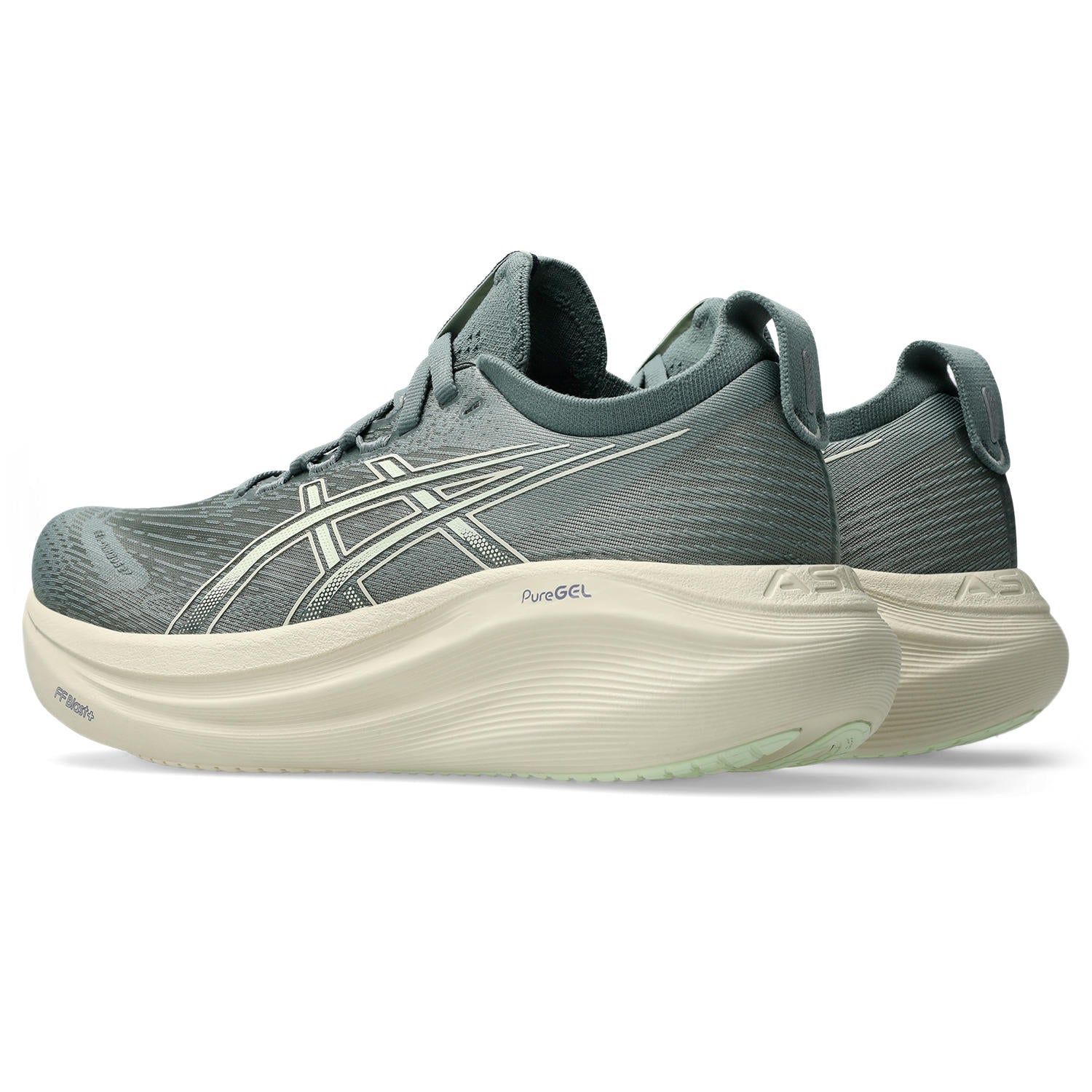ASICS Women's Gel-Nimbus 27 Running Shoes - Monument Blue/Whisper Green - Cushioned Comfort for Long-Distance Running & Gym Workouts