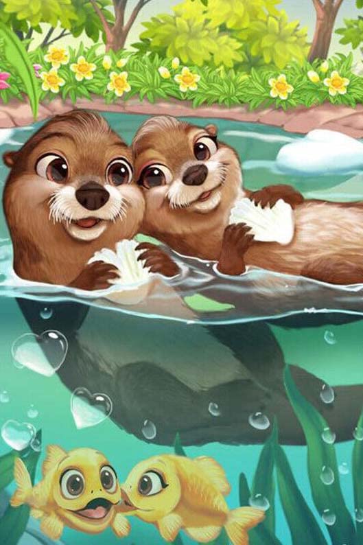 500-Piece Cartoon Otter & Goldfish Wooden Jigsaw Puzzle for Adults, Teens & Kids - Brain Teaser Educational Game, Family Fun Activity, Home Decor - Perfect for Relaxation, Stress Relief & Quality Family Time