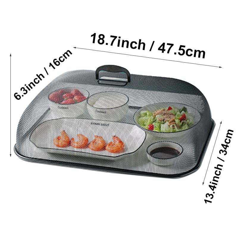 4Pcs 18.5 Inch Black Metal Mesh Food Covers - Reusable Outdoor Picnic Food Tents & Indoor Plate Protectors for Flies & Bugs | Perfect for BBQs, Camping, Parties & Home Dining Protection