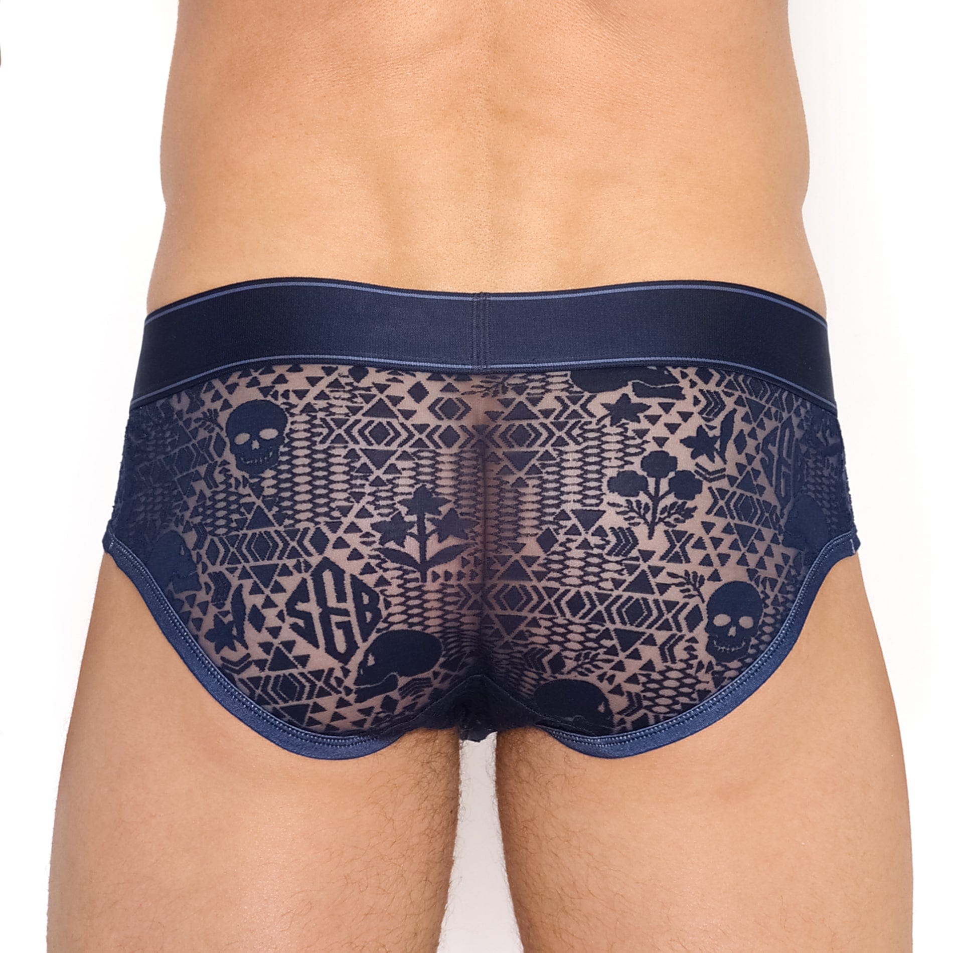 Skull and Bones Burnout Brief Midnight - Stylish Men's Boxer Shorts for Comfortable Sleep & Lounge Wear