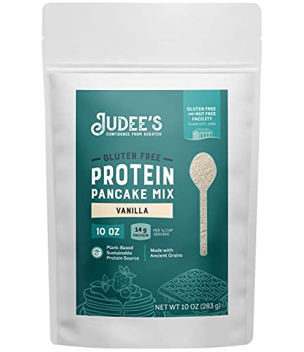 Judee's Gluten-Free Teff Vanilla Protein Pancake Mix 10 oz | Keto-Friendly, Plant-Based Protein Powder | Nut-Free, Ancient Grain Breakfast Mix | Perfect for Healthy Pancakes, Waffles & Baking