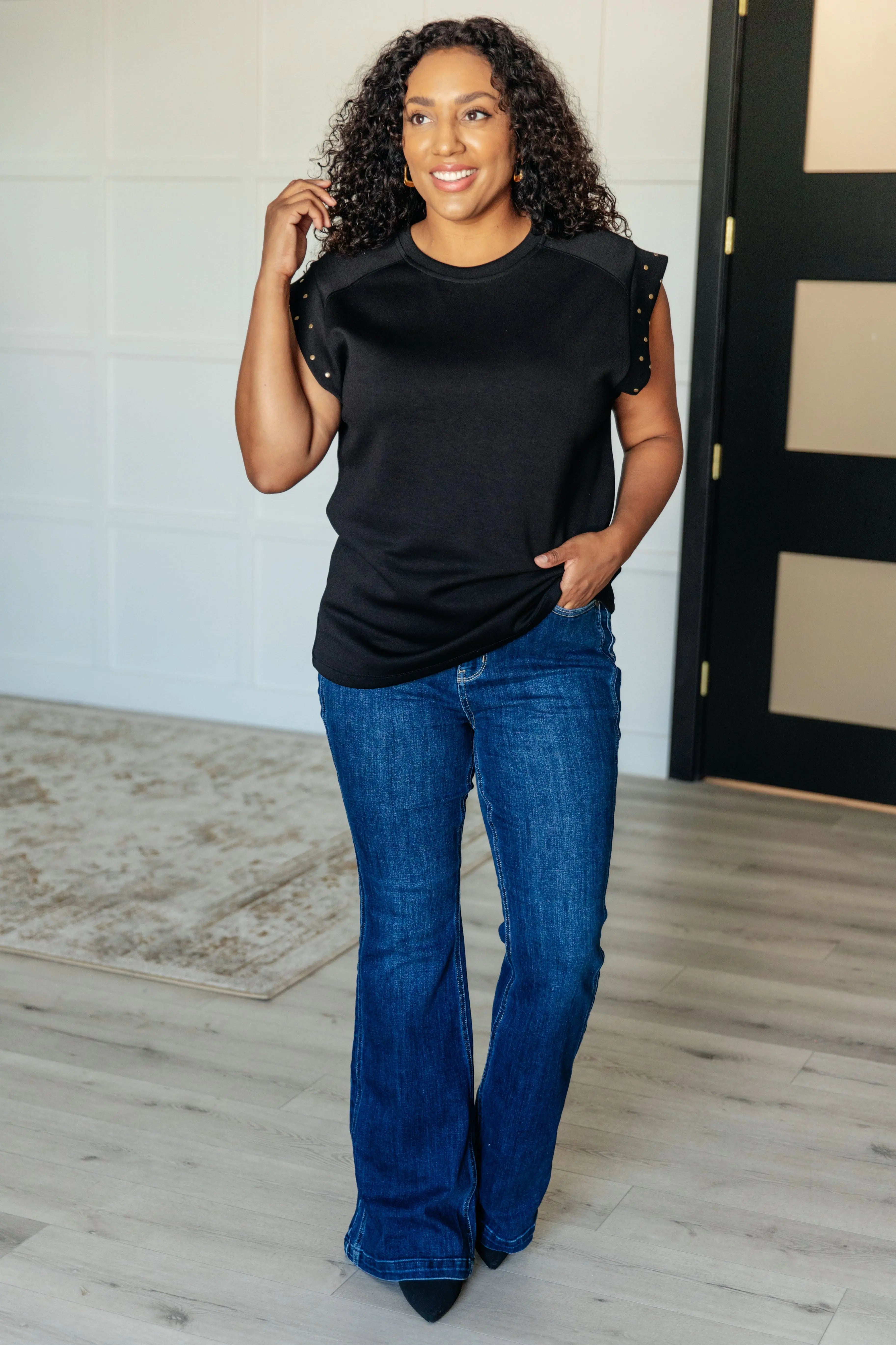 Trendy Studded Cap Sleeve Top for Women | Fashionable My Domain Design | Perfect for Parties, Night Out & Casual Wear