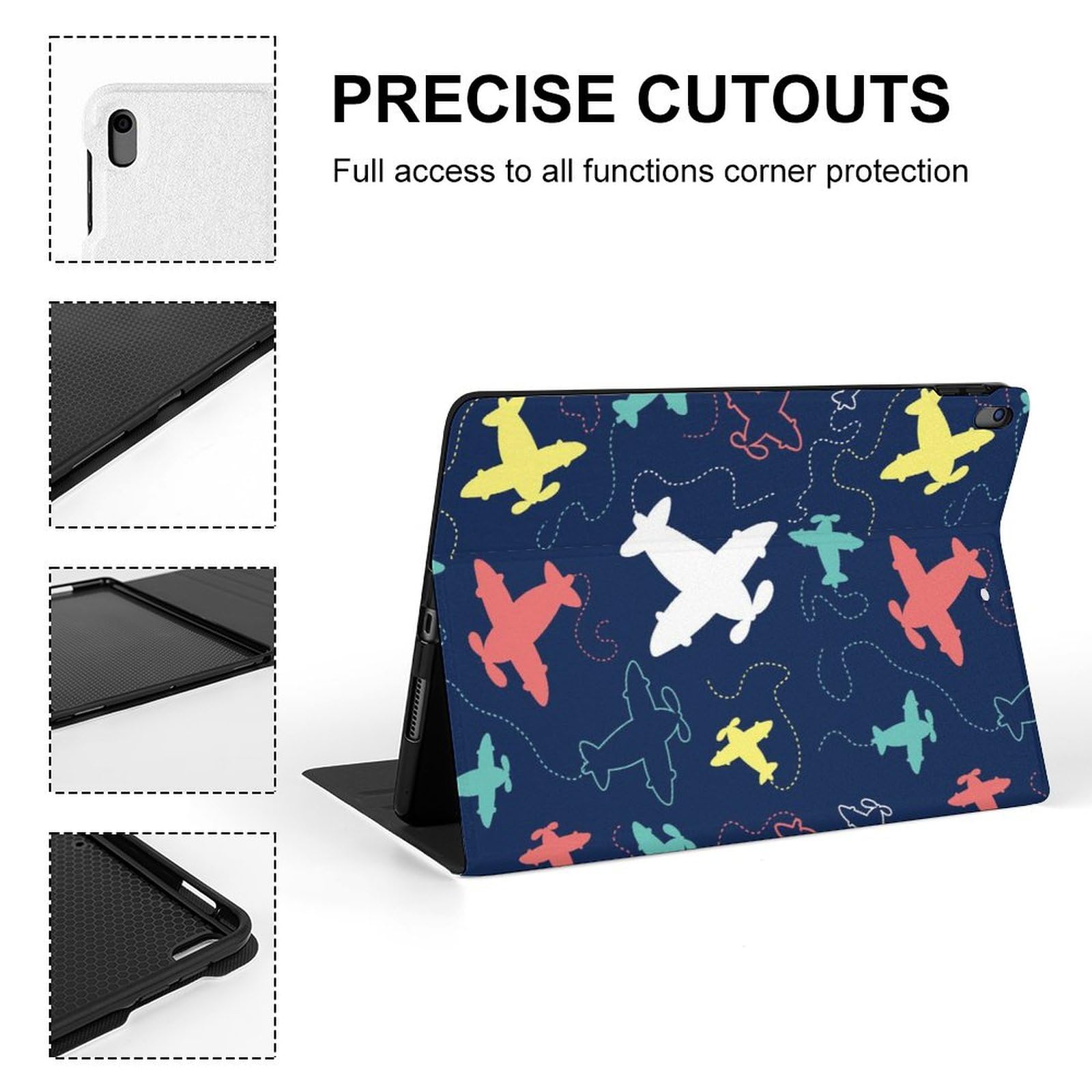 Airplane Pattern Slim Shockproof Waterproof Protective Case with Stand for iPad Pro 10.5 & iPad Air 3 (10.5 Inch) - Perfect for Travel, Work, and Home Use