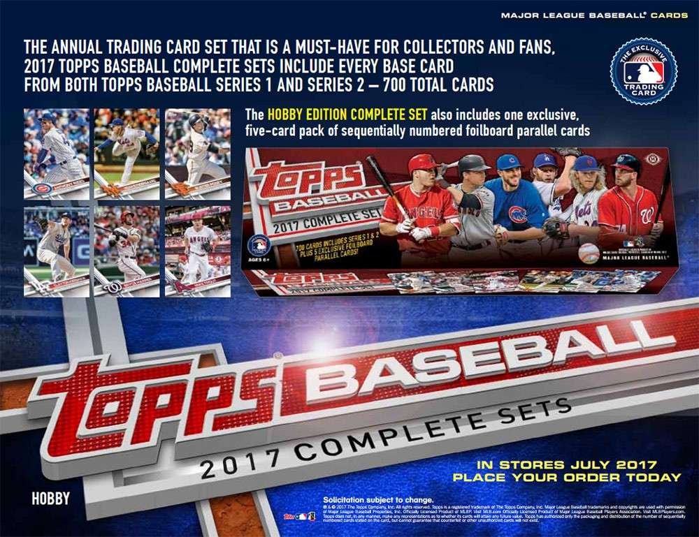 2017 Topps Complete Hobby Baseball Factory Set - 700 Cards + 5 Bonus Parallel Cards | MLB Trading Cards Collection for Sports Memorabilia & Card Game Enthusiasts