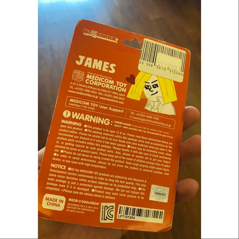 Limited Edition Medicom Be@rbrick 100% Bearbrick LINE JAMES Orange - Collectible Vinyl Art Toy for Display & Gifting