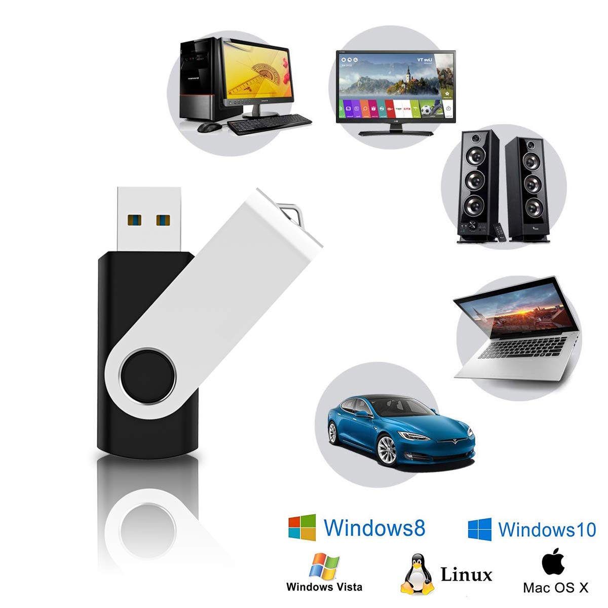 RAOYI 50 Pack 128MB USB 2.0 Flash Drives - Swivel Metal Cap Thumb Drive with LED Indicator, Black | Bulk USB Memory Sticks for Data Storage, File Transfer, Office & School Use