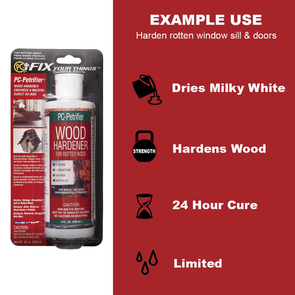 PC-Products Wood Repair Epoxy Paste & Wood Hardener Kit - PC-Woody 24oz & PC-Petrifier 32oz for Furniture Restoration, Deck Repair & DIY Wood Projects