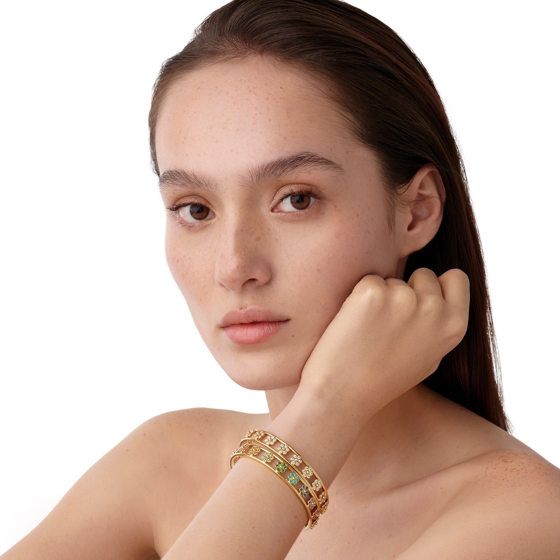 Temple St. Clair Fiori Bangle - Elegant Gold Plated Floral Bracelet for Women, Perfect for Weddings, Parties & Everyday Wear