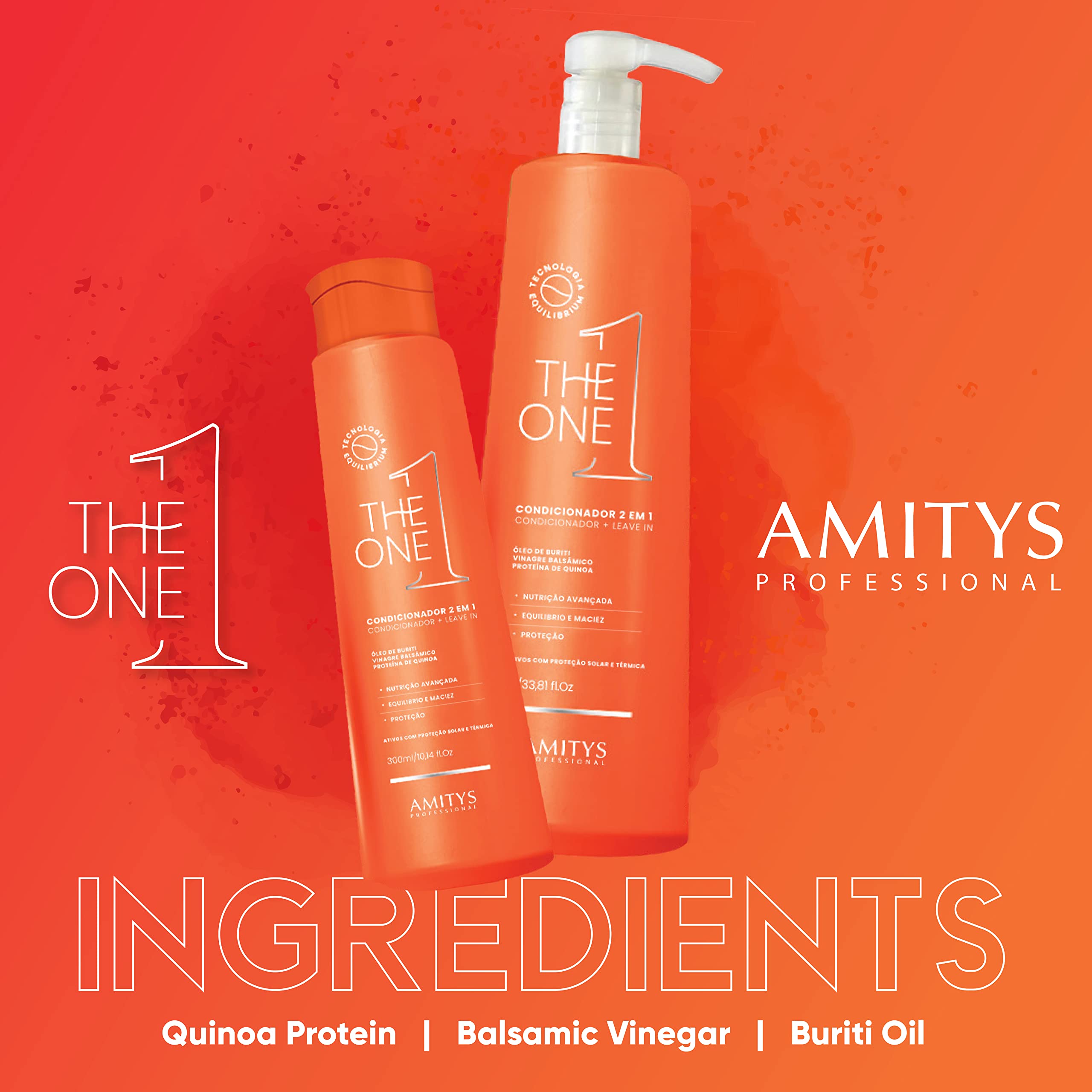 The One 2 in 1 Hydrating Conditioner with Buriti Oil & Quinoa Protein - Vegan, Damage Repair & Hair Strengthening Treatment - Petroleum, Sulfate & Paraben Free (300ml) - Perfect for Dry, Damaged Hair & Daily Nourishment
