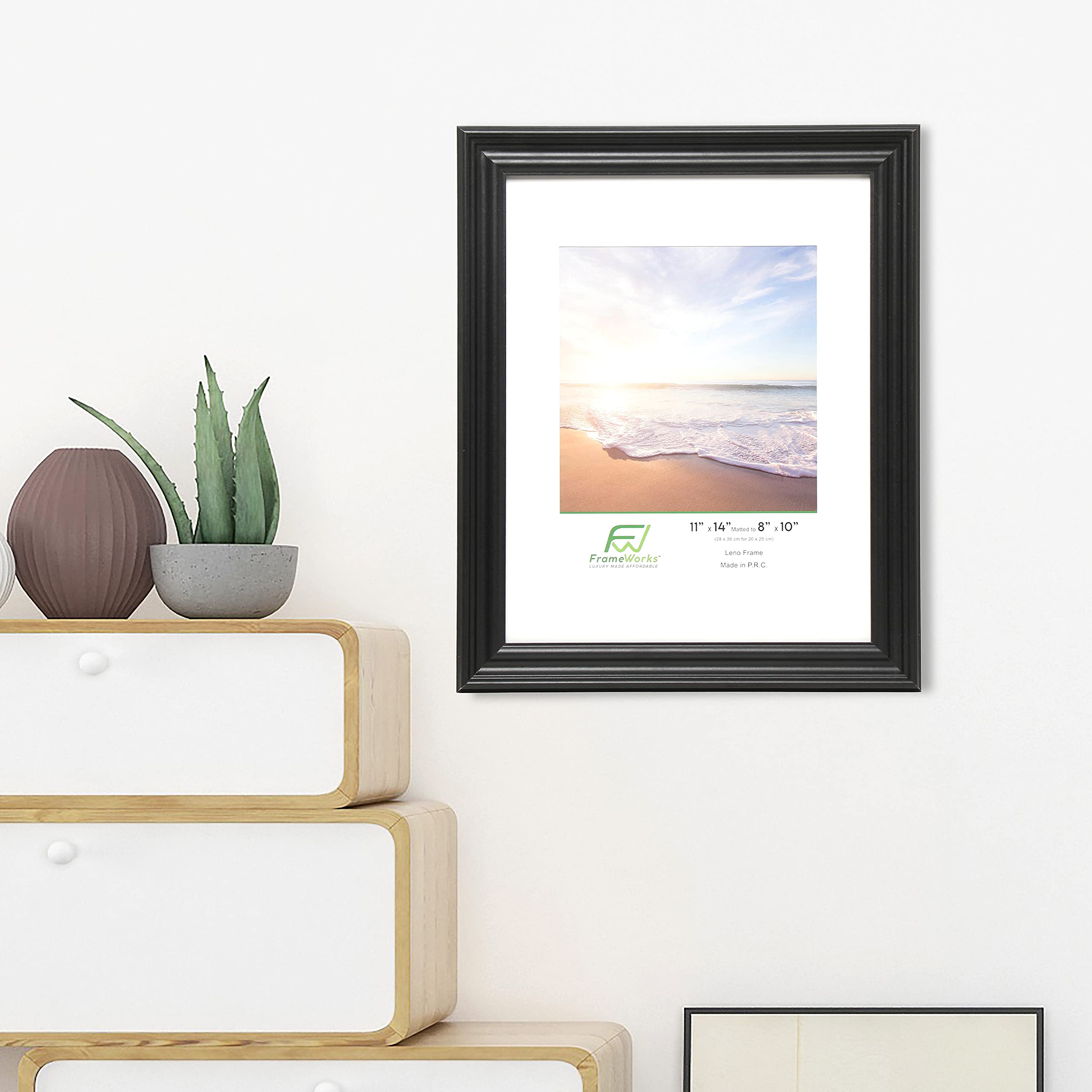 FrameWorks - 2-Pack 11” x 14” Black Wooden Picture Frames with 8