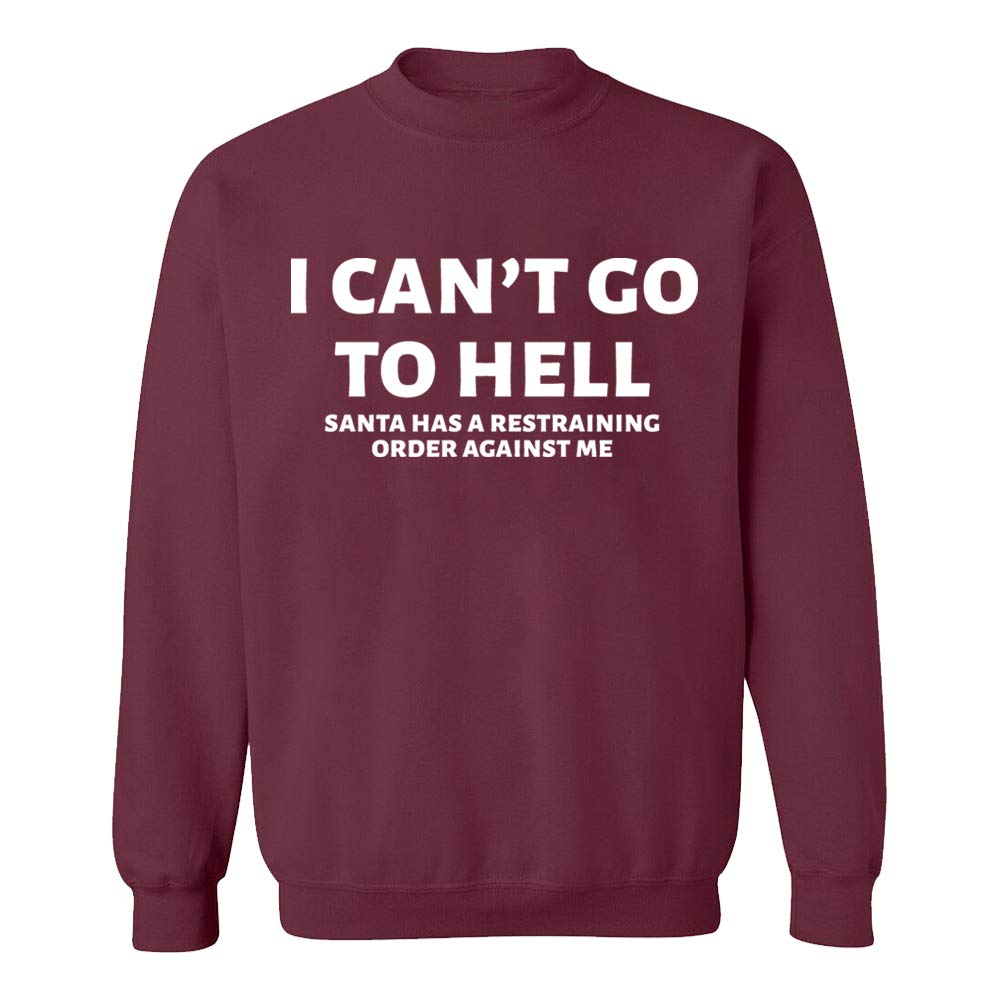 CRAZYDAISYWORLD Unisex Slim Fit Long Sleeve Crewneck Sweatshirt - 'I Can't Go To Hell' Graphic Print Custom Sweater | Casual Streetwear for Men & Women | Perfect for Halloween, Parties & Everyday Wear