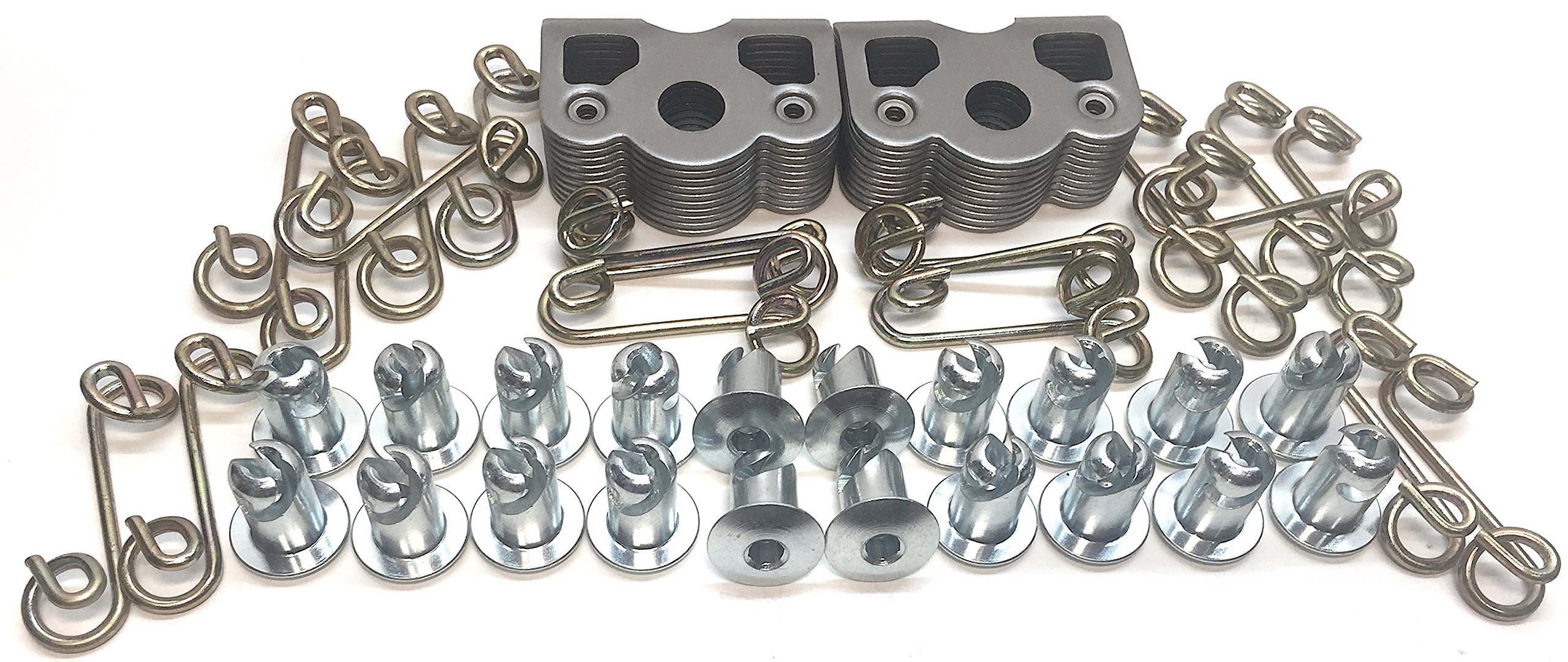 1/4 Turn Quick Release Steel Dzus Fasteners with Springs & Tab Plates - 50 Pack for Automotive, Marine, and Industrial Applications