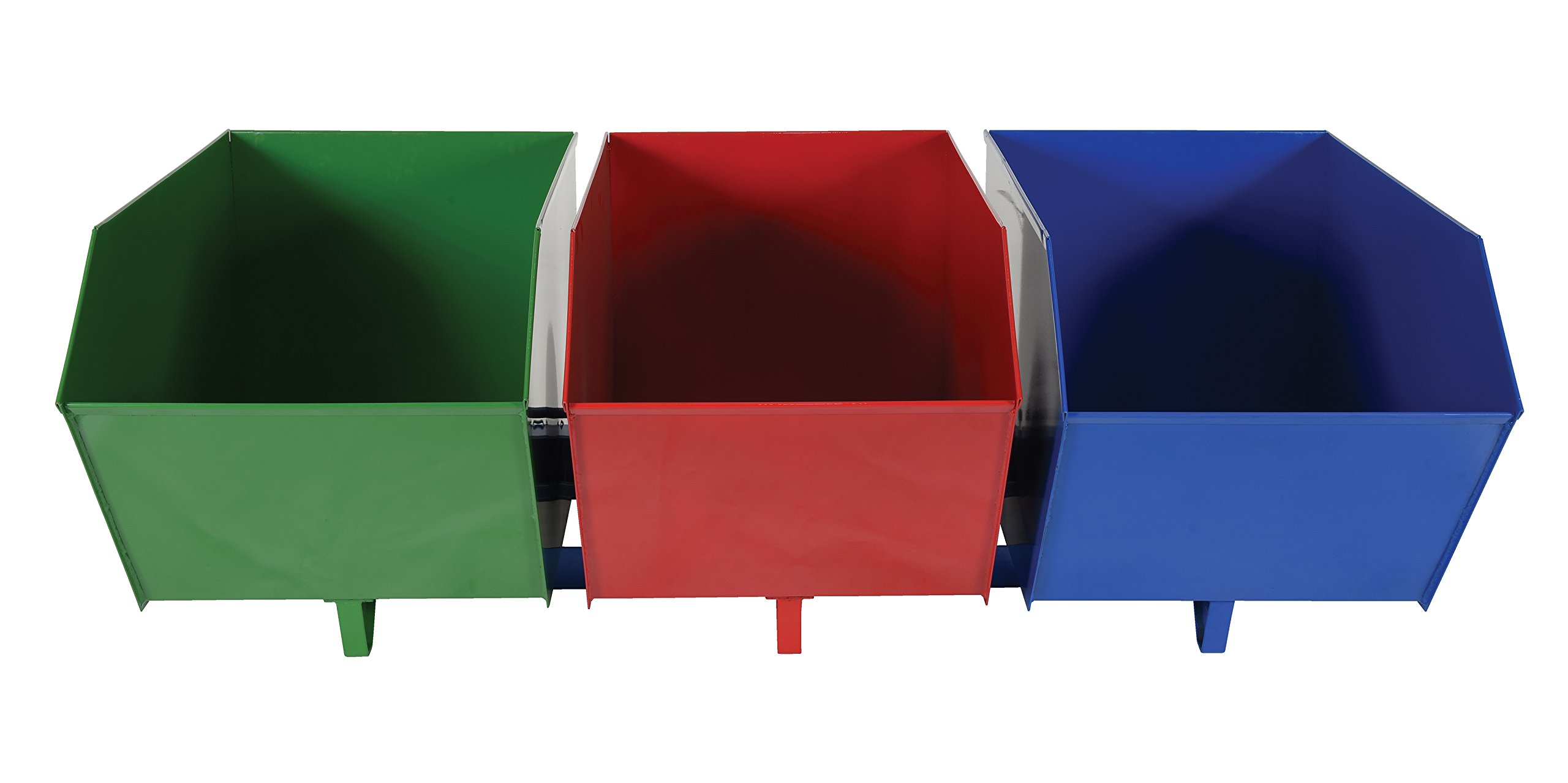 Vestil ENVIR-BIN Heavy-Duty Steel Triple Bin Recycling Hopper - 2000 Lb Capacity for Office, Warehouse & Industrial Waste Sorting | Durable Commercial Recycling Station