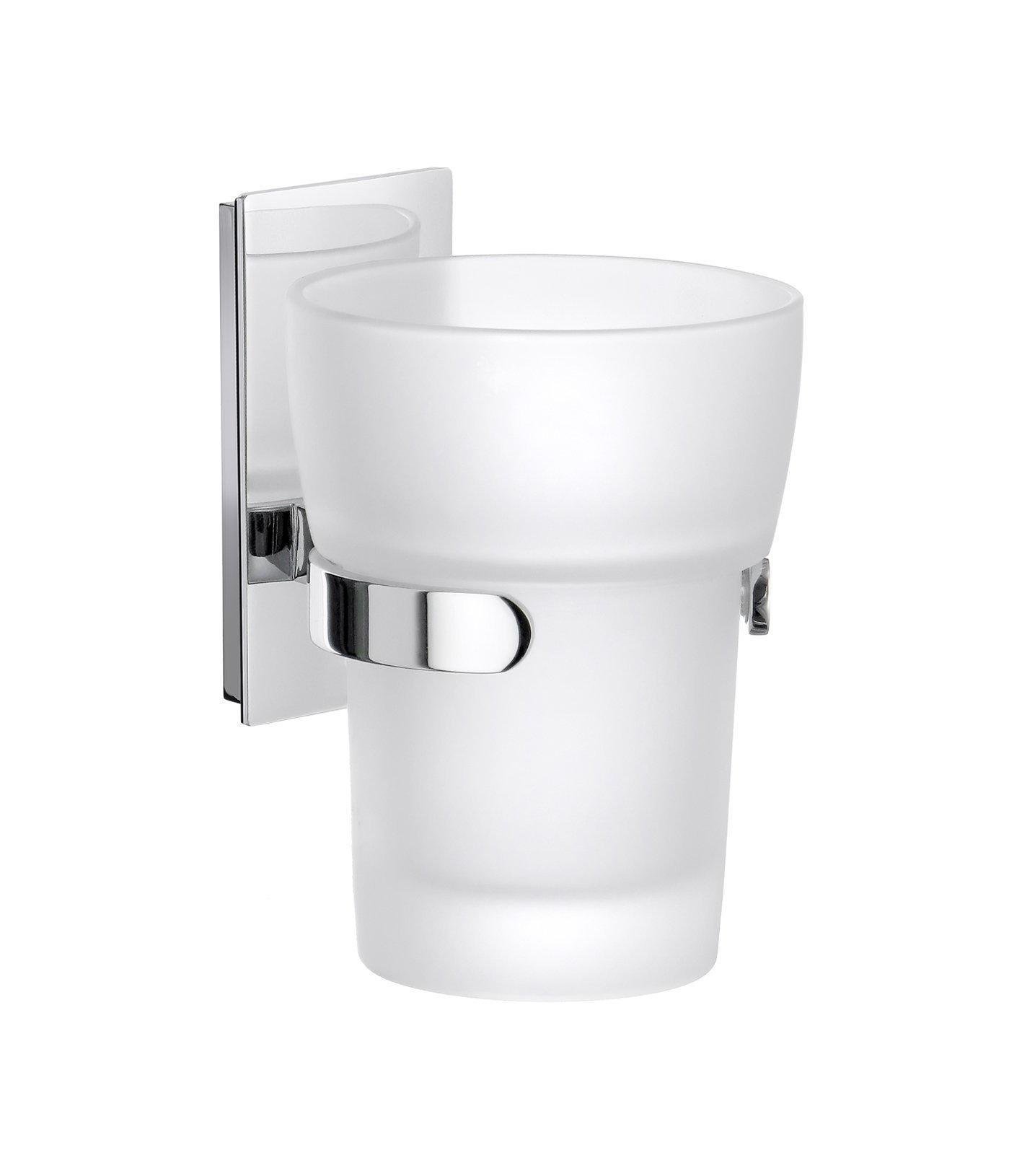 Polished Chrome ZK343 Cup Holder with Glass Tumbler - Perfect for Office, Home Bar, and Restaurant Drinkware Organization
