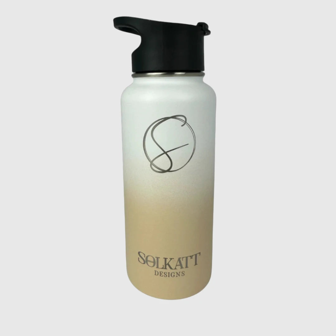 Pastel Beige Insulated Stainless Steel Water Bottle 32oz (950ml) - Keep Drinks Hot/Cold for Hours, Perfect for Hiking, Gym & Office Use