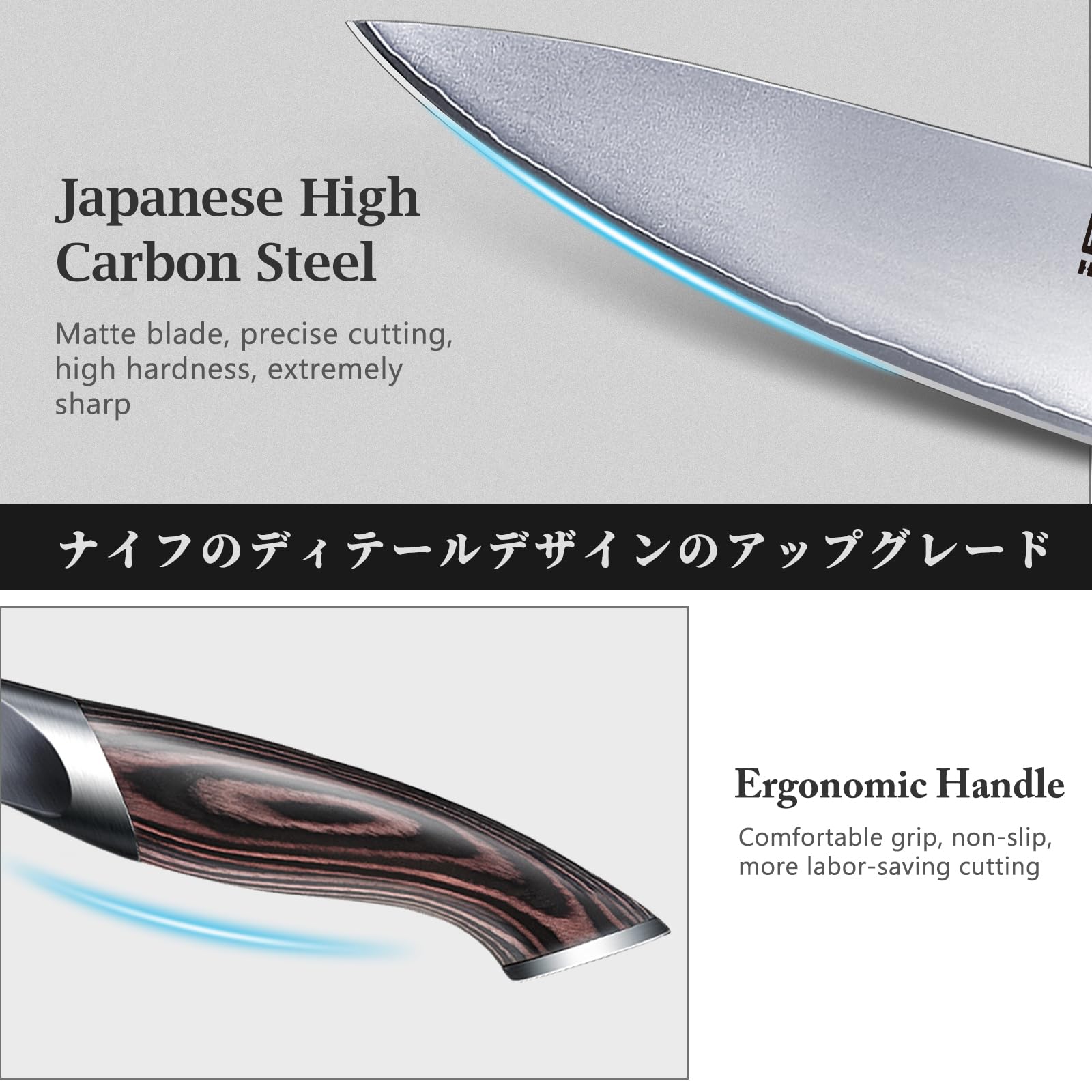 6-Piece Japanese High Carbon Stainless Steel Knife Set with Magnetic Holder - Ultra Sharp Professional Chef Knives for Slicing, Dicing & Food Prep - Perfect for Home Kitchens & Culinary Enthusiasts