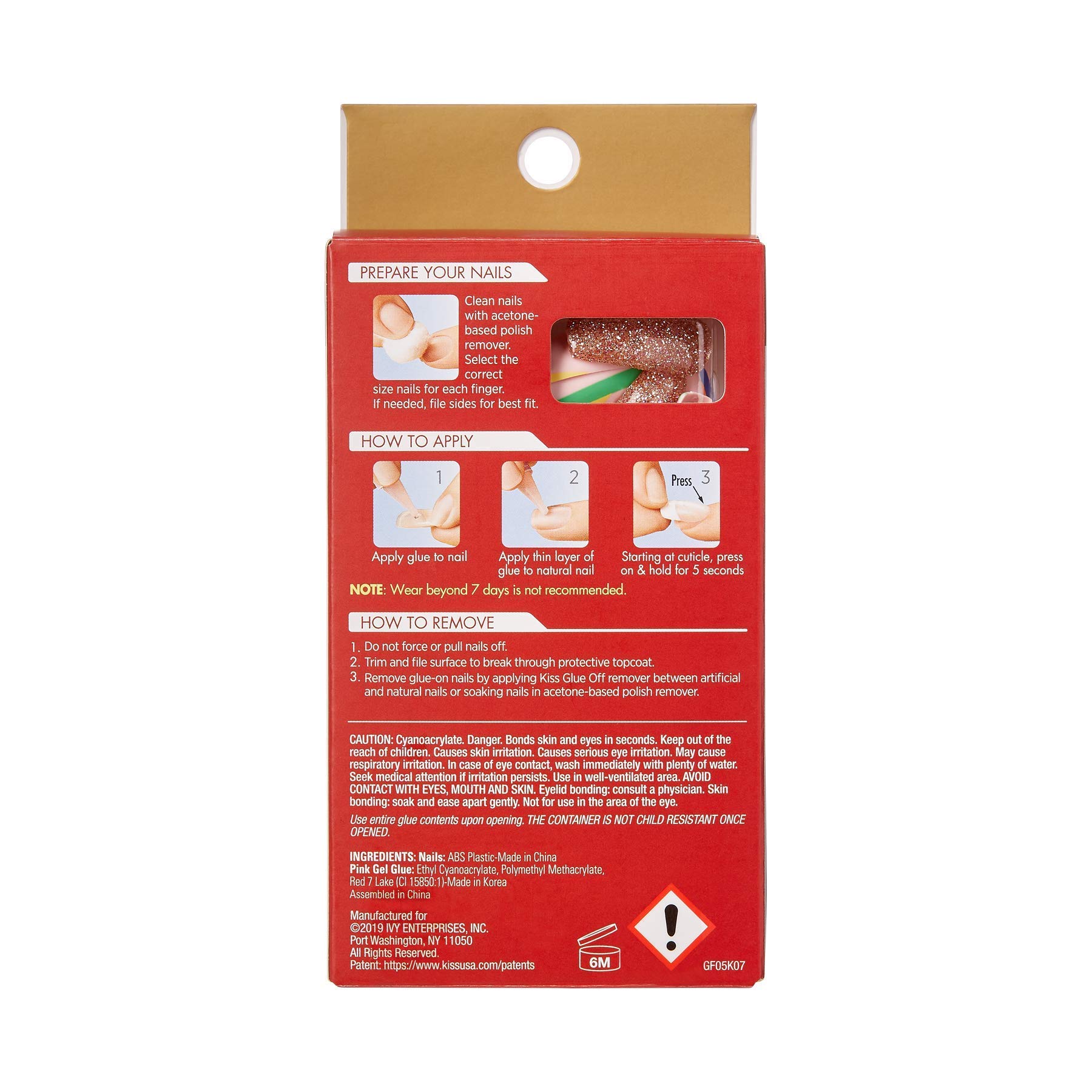 Premium Gold Finger Gel Press-On Nails Kit - Long Length Glam Design Fake Nails | No Polish Needed Salon-Quality Manicure | Perfect for Parties, Weddings & Special Occasions