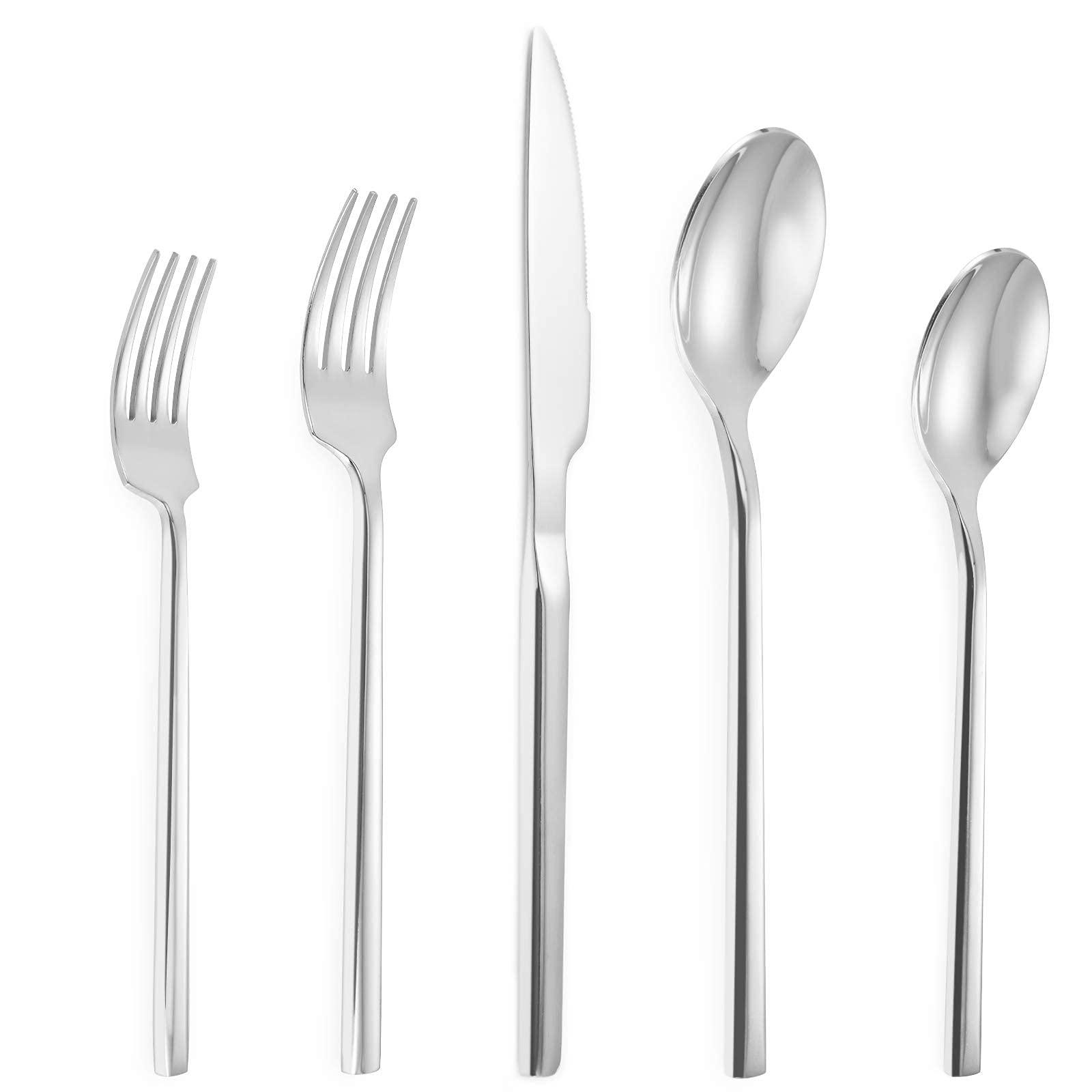 60-Piece Stainless Steel Silverware Set for 12 - Knives, Spoons & Forks - Mirror Polished Dishwasher Safe Flatware - Perfect for Home, Hotel & Restaurant Dining (Silver)