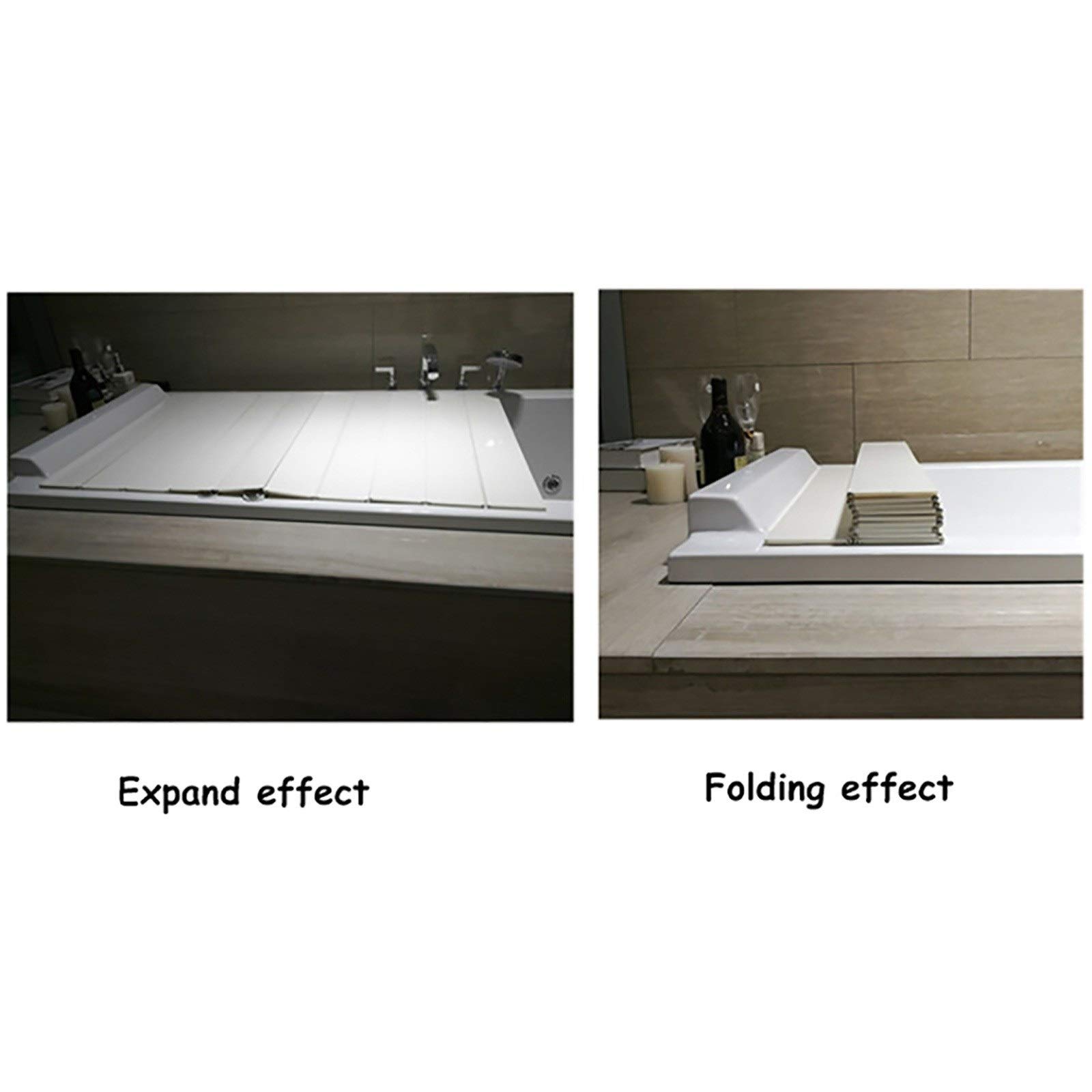 Premium White PVC Bathtub Tray & Cover - 153×80×0.6cm Folding Dust Board, Insulation Lid & Shutter for Bath - Perfect for Relaxing Baths, Spa Days & Bathroom Organization