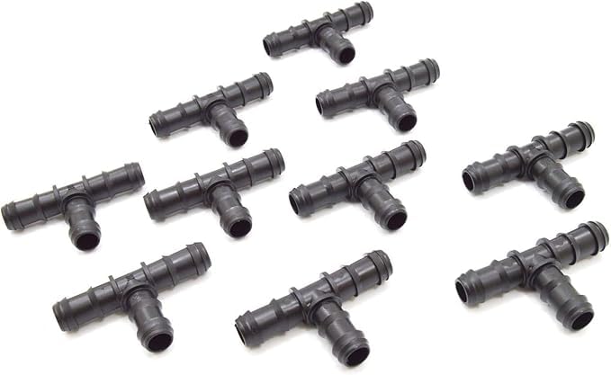 **Suinga 1700 Drip Irrigation Tee Fitting 16mm | 16mm Pipe Connector | 16mm Drip Tee for Garden Hose, Black – Perfect for DIY Drip Irrigation Systems & Watering Gardens**