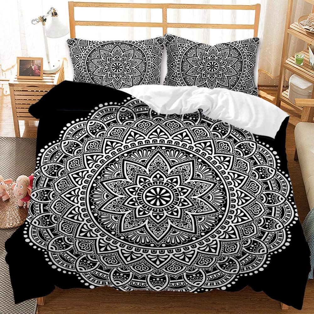 Boho Mandala Duvet Cover Set - Queen Size Bedding with Pillowcases (No Comforter Included) | Perfect for Bohemian Bedroom Decor, Guest Rooms & Meditation Spaces