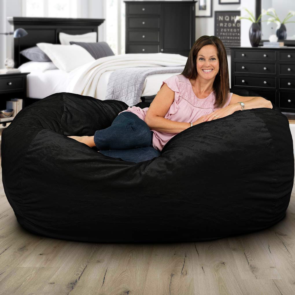 ULTIMATE SACK Oversized Bean Bag Chair for Adults - Premium Black Suede Lounger, Comfy Couch & Loveseat Alternative | Perfect for Living Room, Game Room & Dorm Relaxation