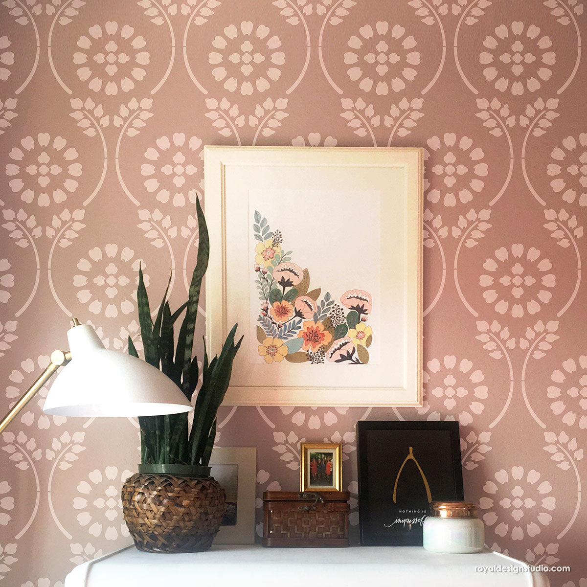 Charlotte Country Floral Trellis Wall Stencil - Reusable DIY Painting Template for Home Decor, Furniture & Craft Projects - Perfect for Bedroom, Nursery, Living Room Accent Walls