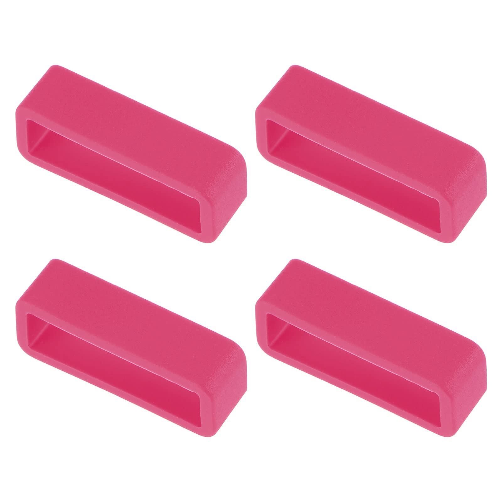 uxcell 22mm Rose Red Silicone Watch Band Strap Loops - 4 Pcs Rubber Replacement Fastener Rings for Watch Holder Keeper, Secure Fit for Sports & Casual Watches