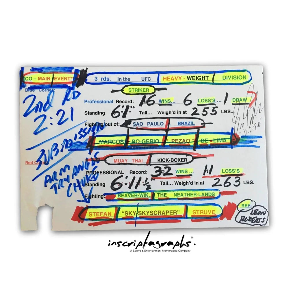 Bruce Buffer's UFC Fight 145 Czech Republic Event Used 12 Fight Intro Cards Collection - Authentic MMA Memorabilia for UFC Fans & Collectors - Perfect for Display, Framing, and Sports Memorabilia Collections