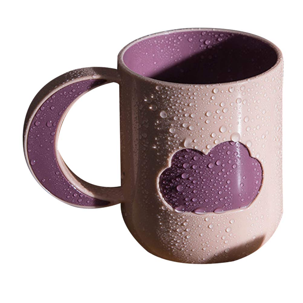 DOITOOL 2-Pack Plastic Toothbrush Holder with Handle - Cute Cloud Pattern Bathroom Cup for Toothbrush & Water, Pink - Perfect for Kids & Adults Bathroom Organization, Countertop Storage & Travel Use