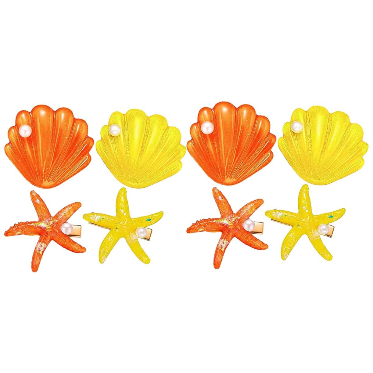 Mermaid Hair Clips 4Pcs - Seashell Barrettes for Girls, Styling Accessories for Beach & Party